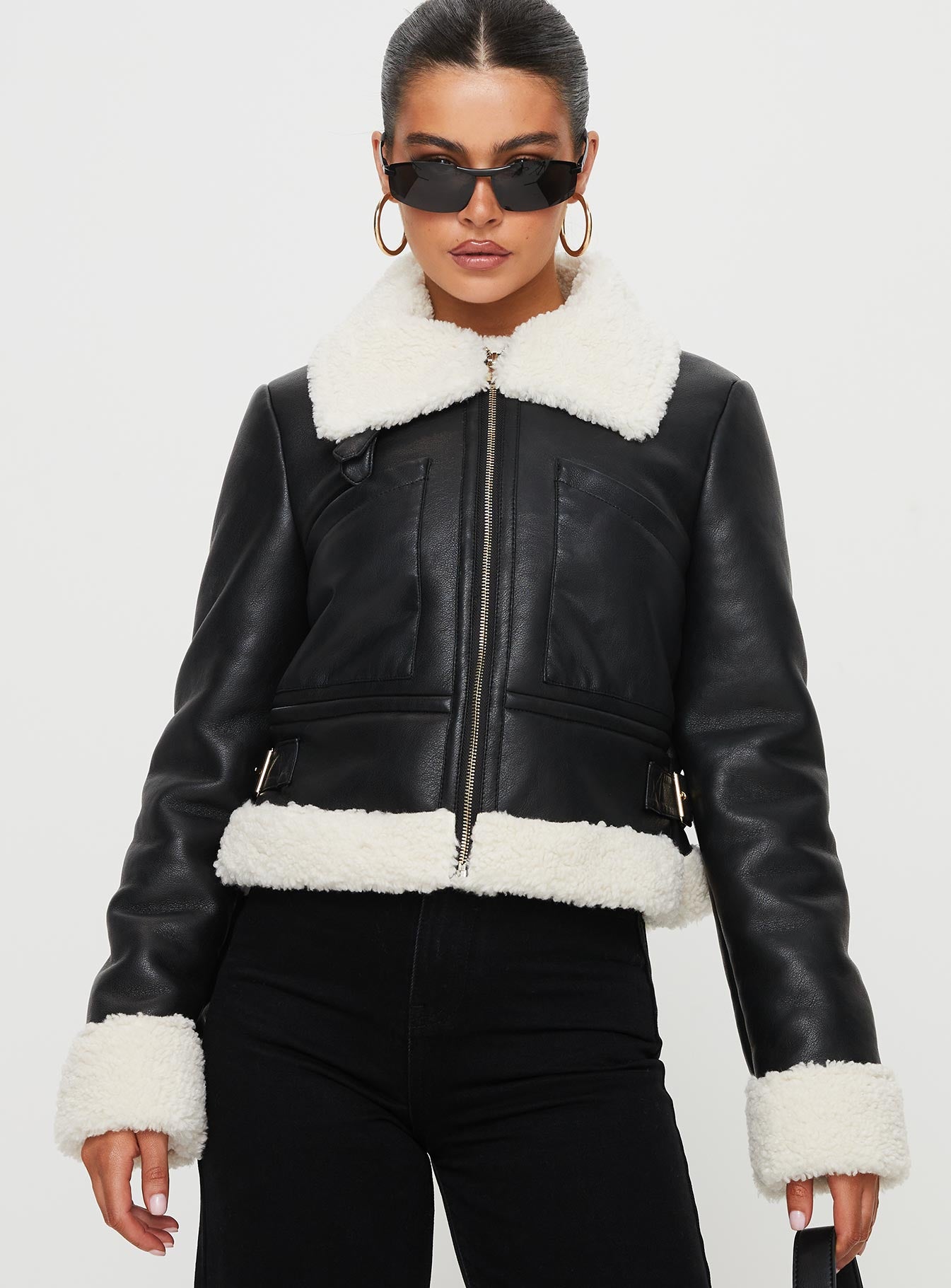 Alternative view of Mayella Shearling Faux Leather Jacket Black