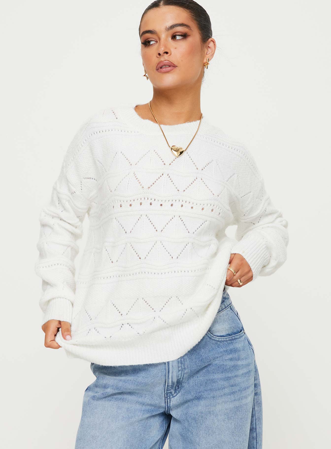 Alternative view of Pierce Pointelle Sweater Cream