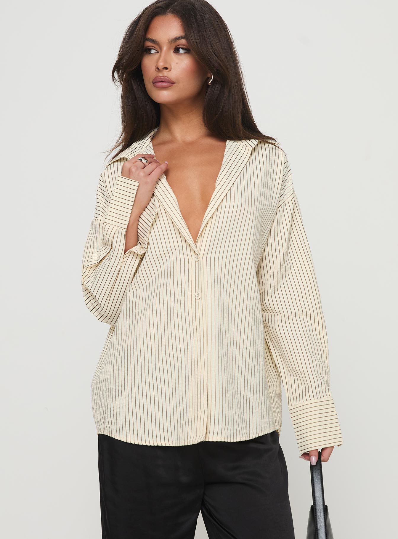 Mallin Shirt Cream/Brown Stripe - Image 2