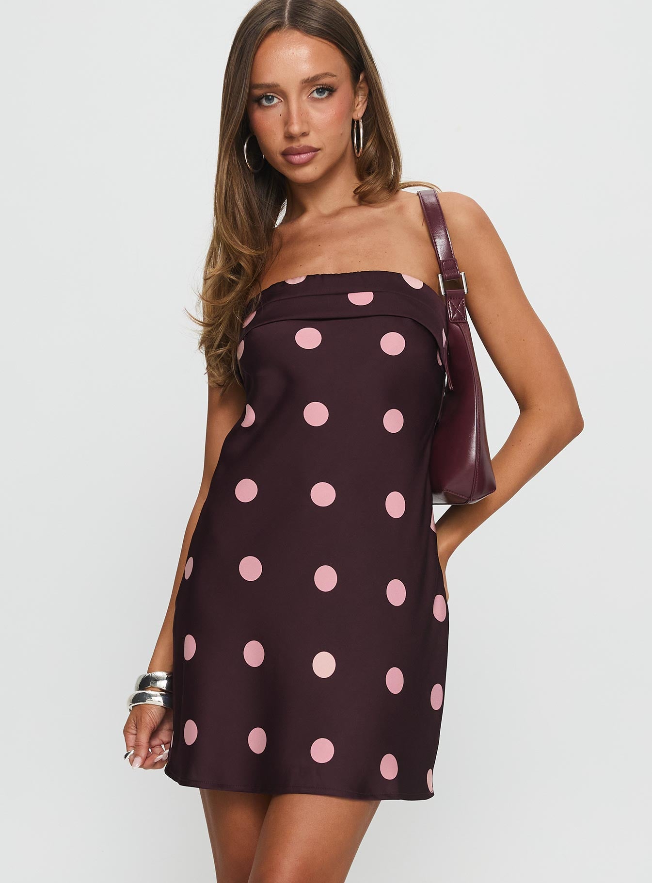 Alternative view of Phillipa Mini Dress Plum / Pink Polka Dot