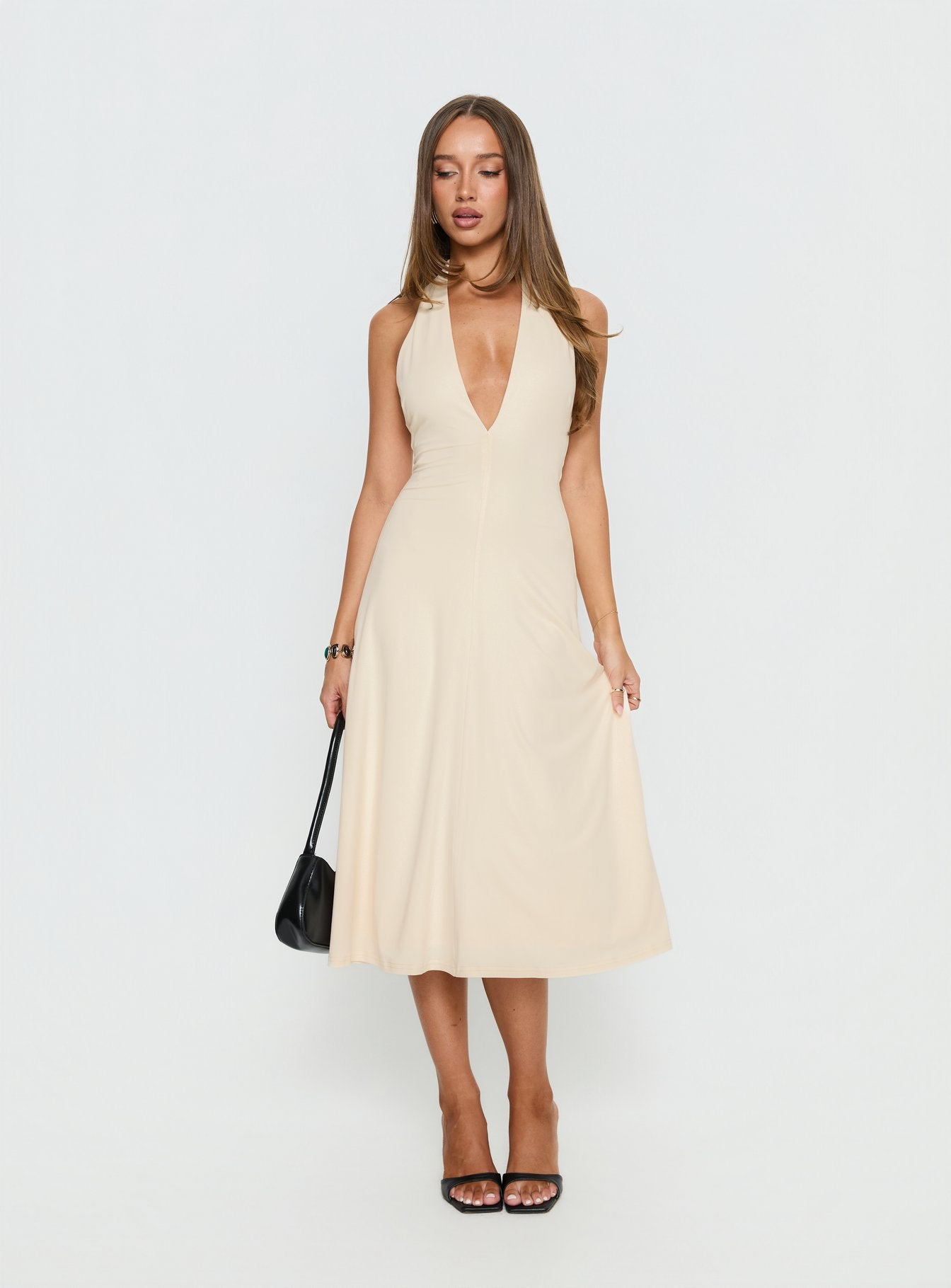 Alternative view of Morganne Halter Plunge Midi Dress Butter