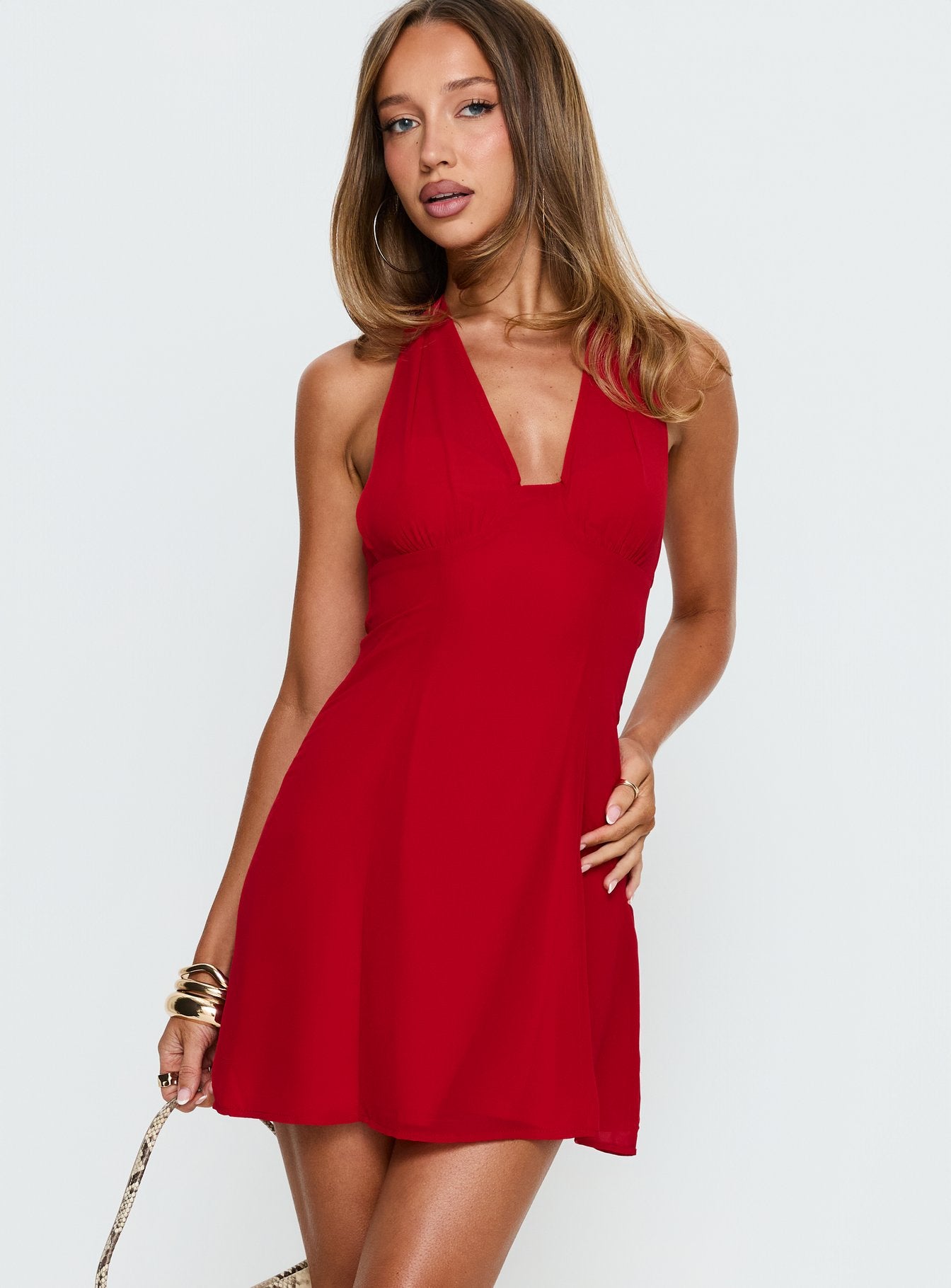 Alternative view of Oneida Halter Mini Dress Red