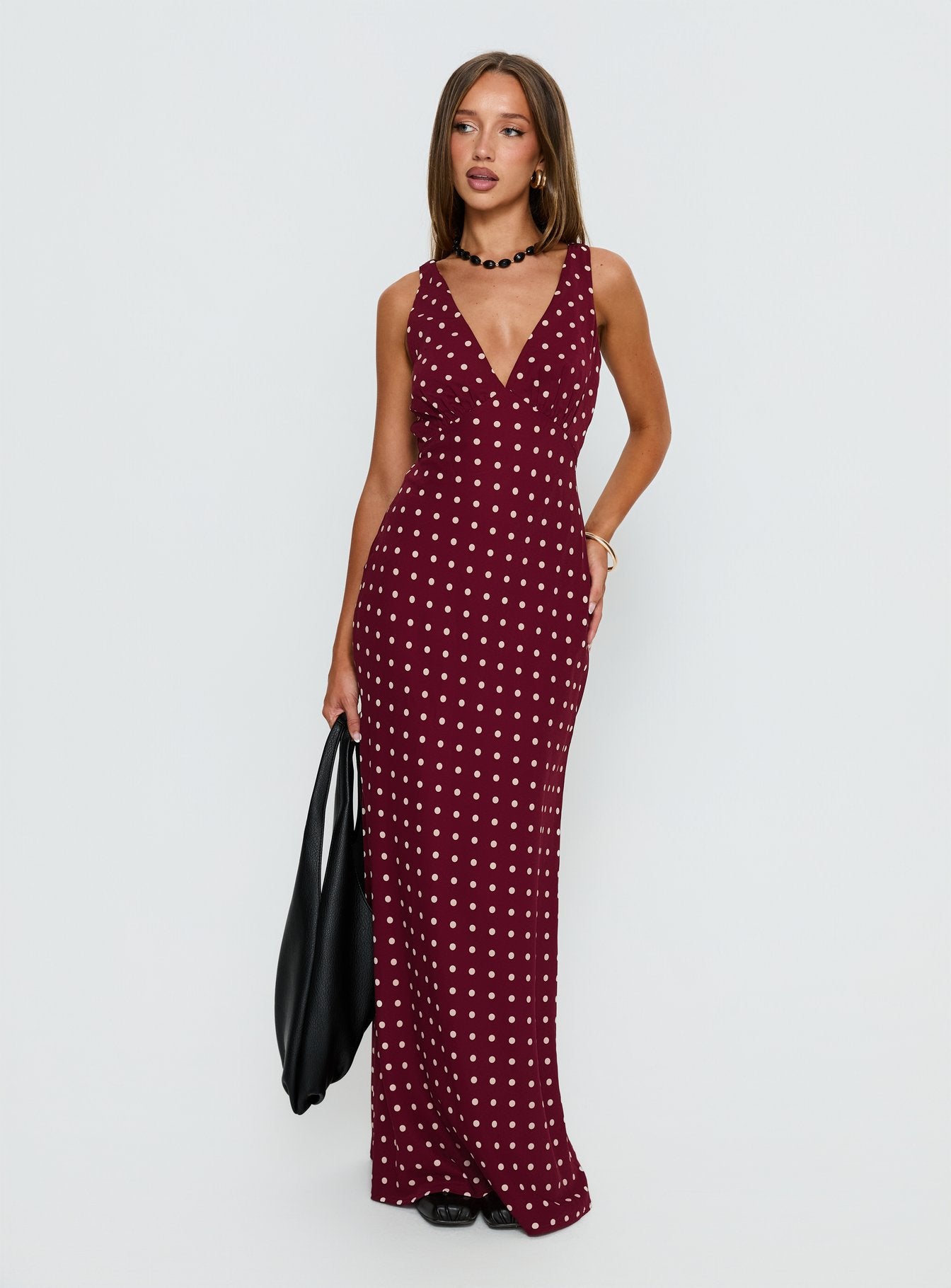 Alternative view of Nellie Maxi Dress Burgundy Polka Dot