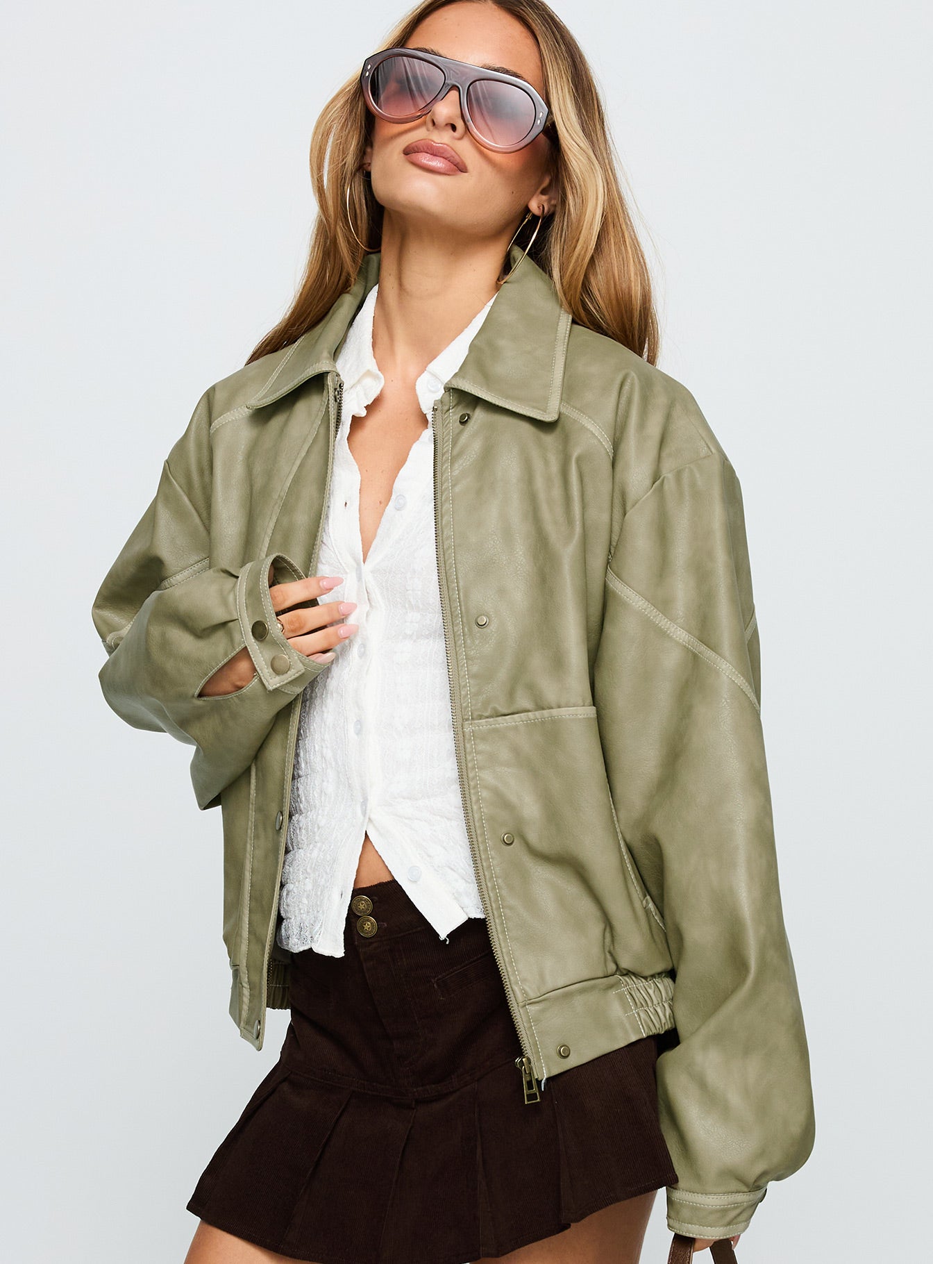 Alternative view of Jaxton Faux Leather Jacket Taupe