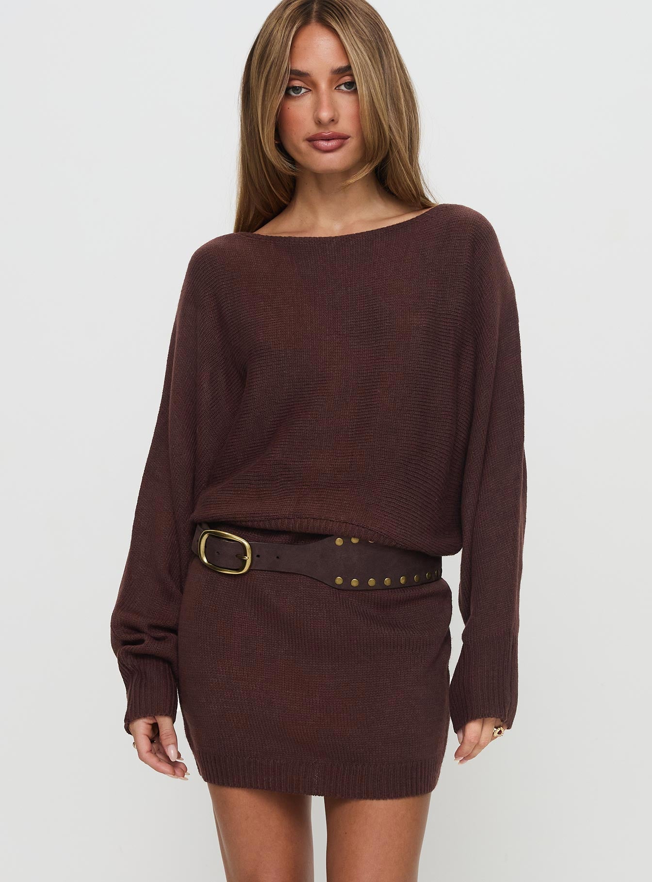 Alternative view of Bellamie Long Sleeve Mini Dress Chocolate