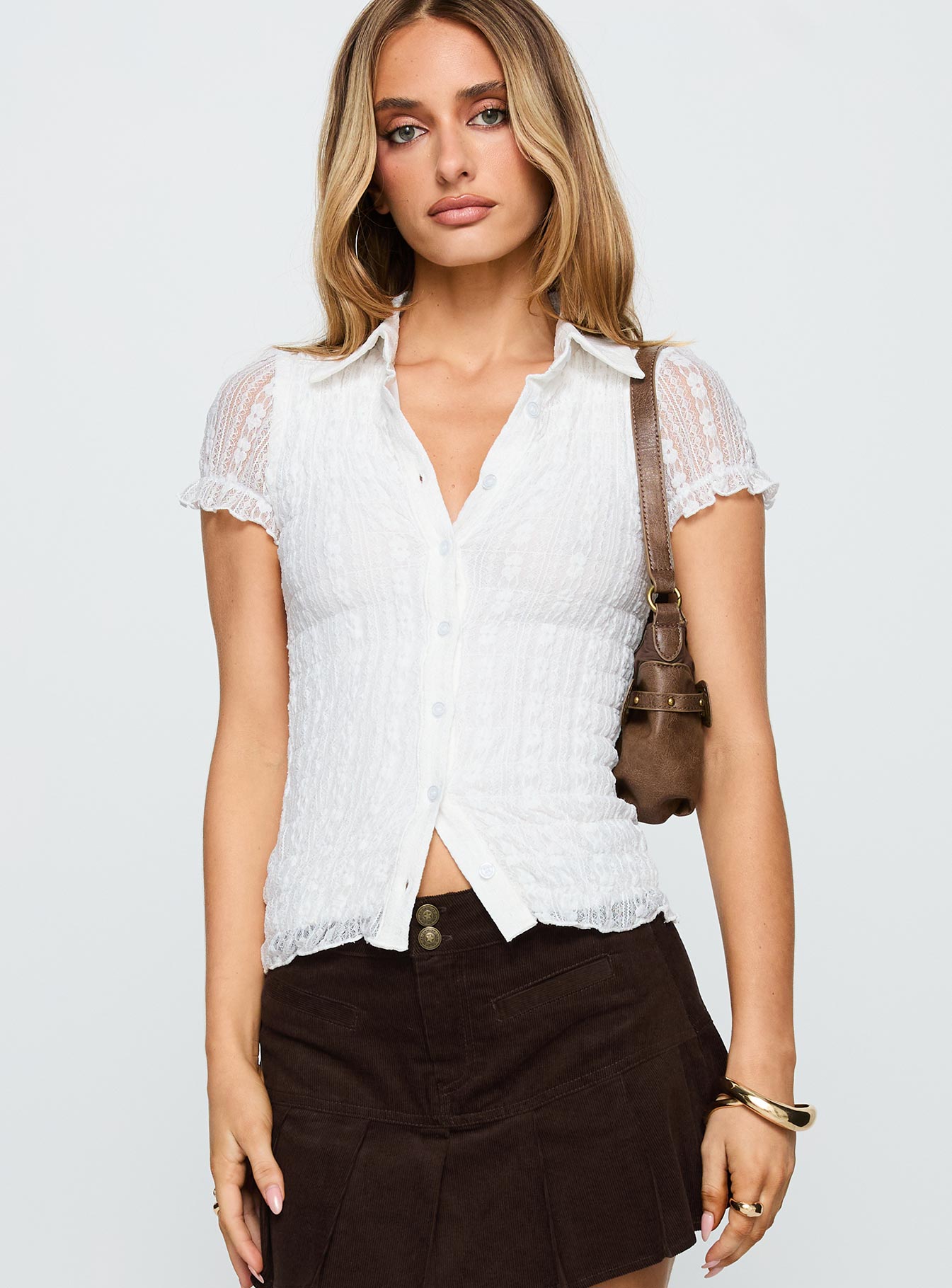 Alternative view of Melaniya Button Up Top White