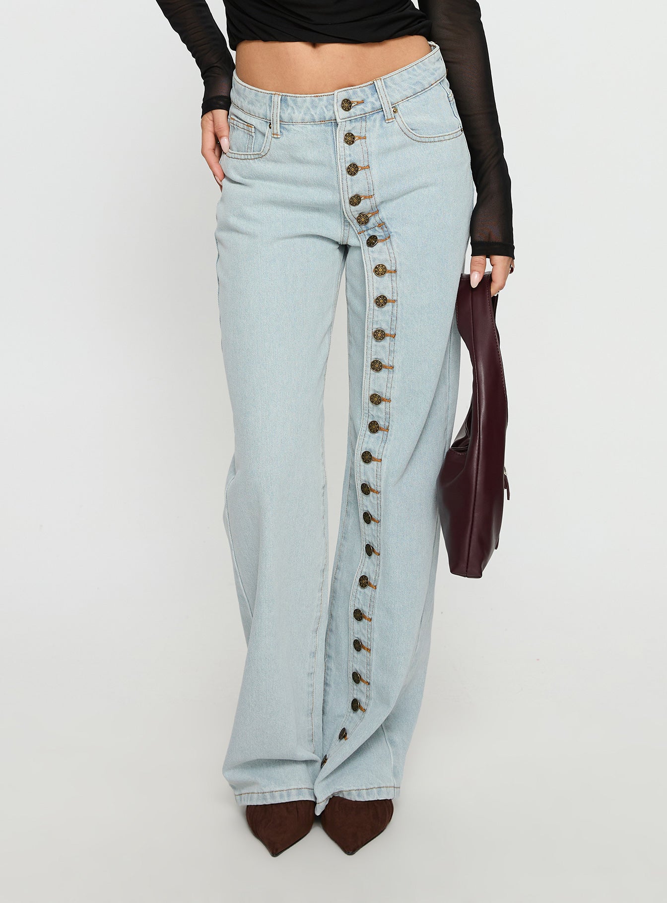 Alternative view of Penny Mid Rise Straight Leg Jeans Light Denim