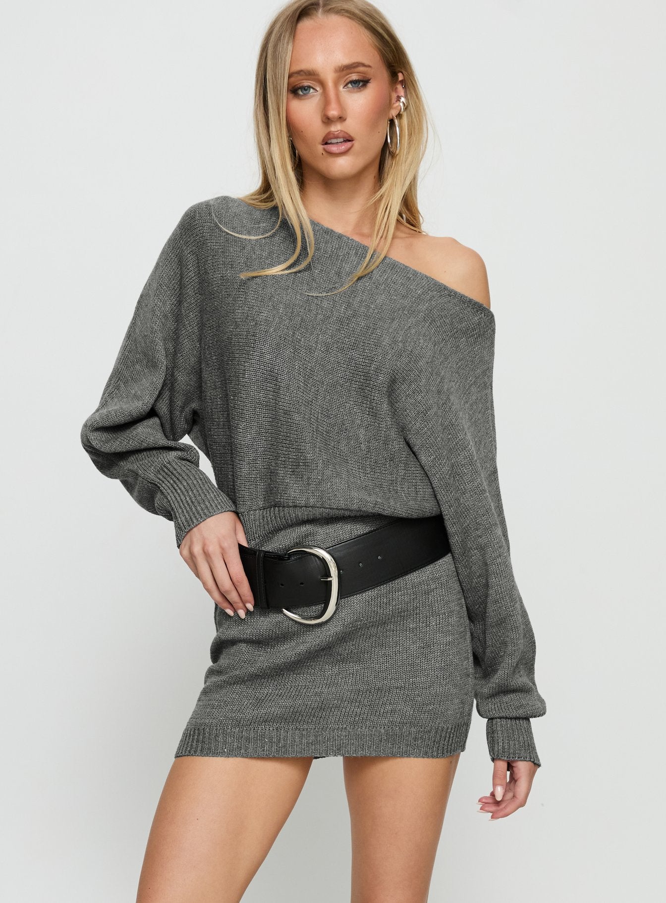 Alternative view of Bellamie Long Sleeve Mini Dress Grey