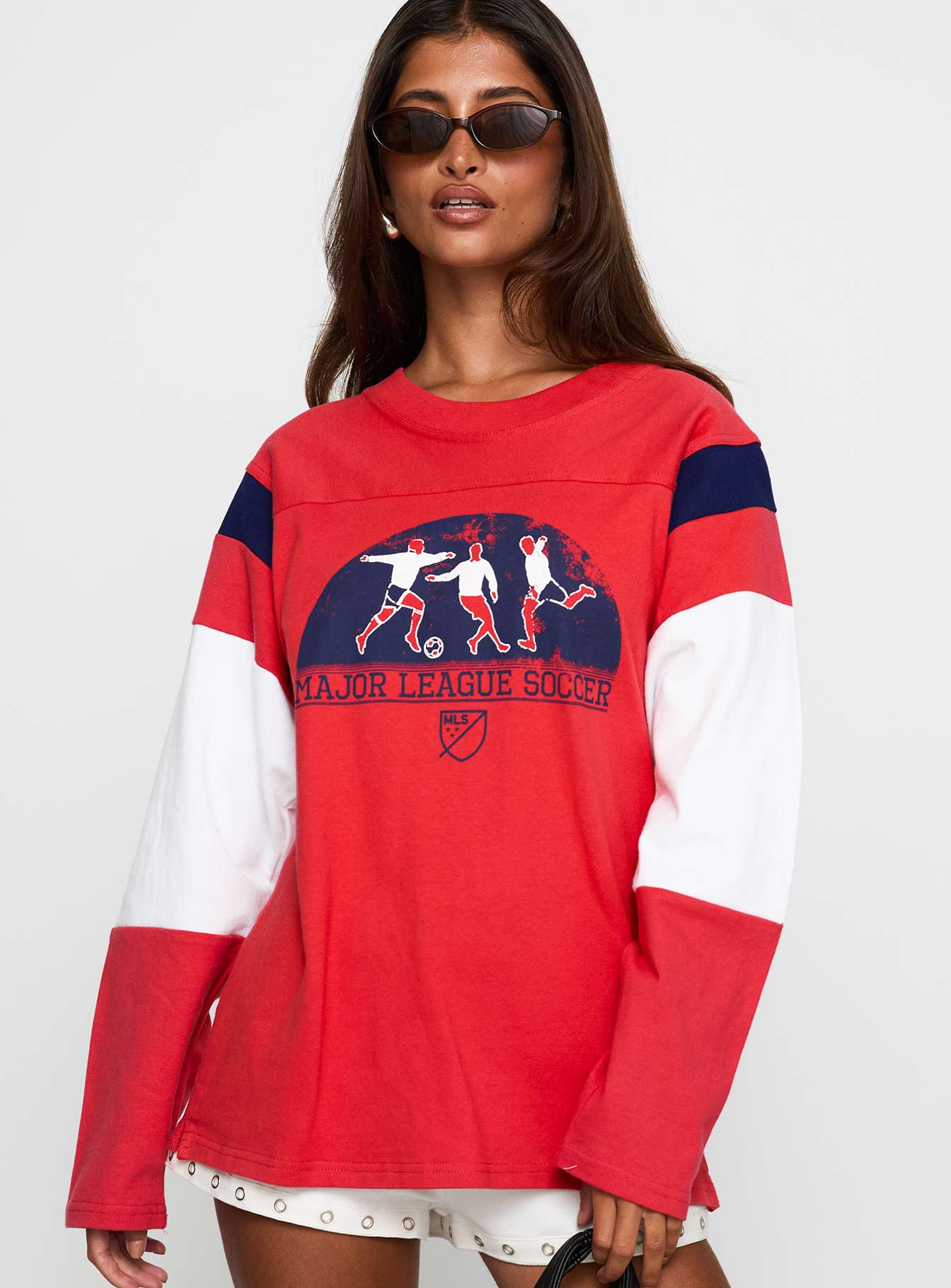 Alternative view of Mls 96 Retro Oversized Long Sleeve Top Red