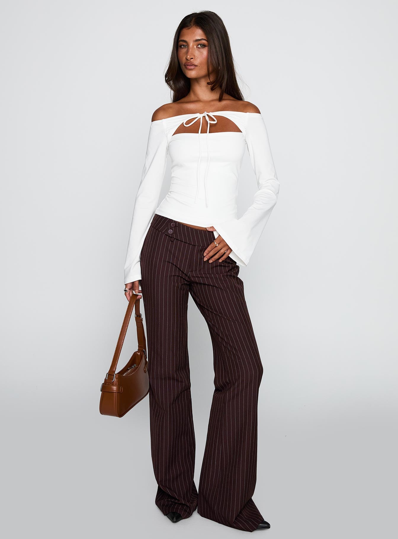 Alternative view of Kinkirk Flared Pants Brown Pinstripe