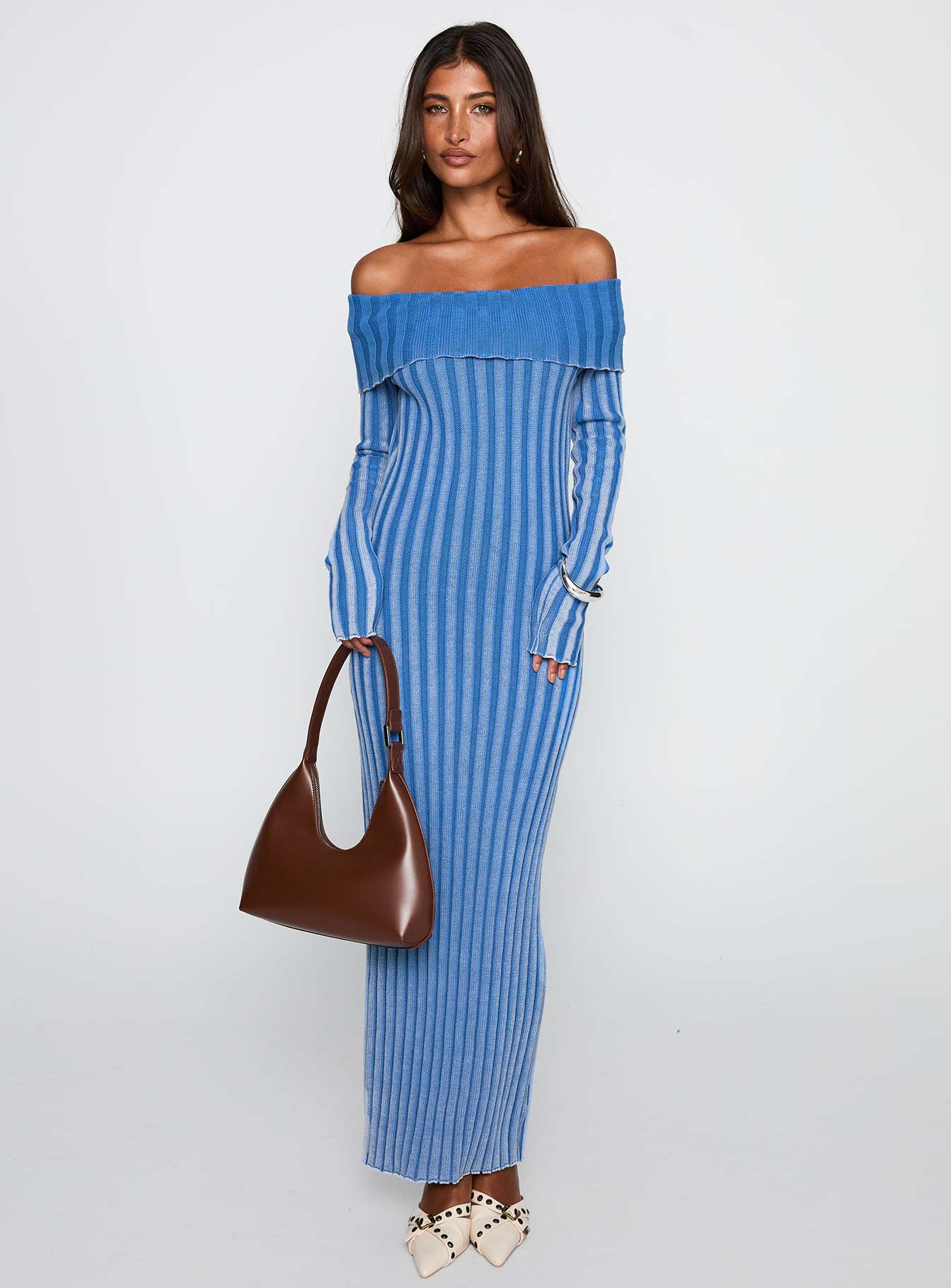 Alternative view of Mariska Long Sleeve Rib Maxi Dress Blue