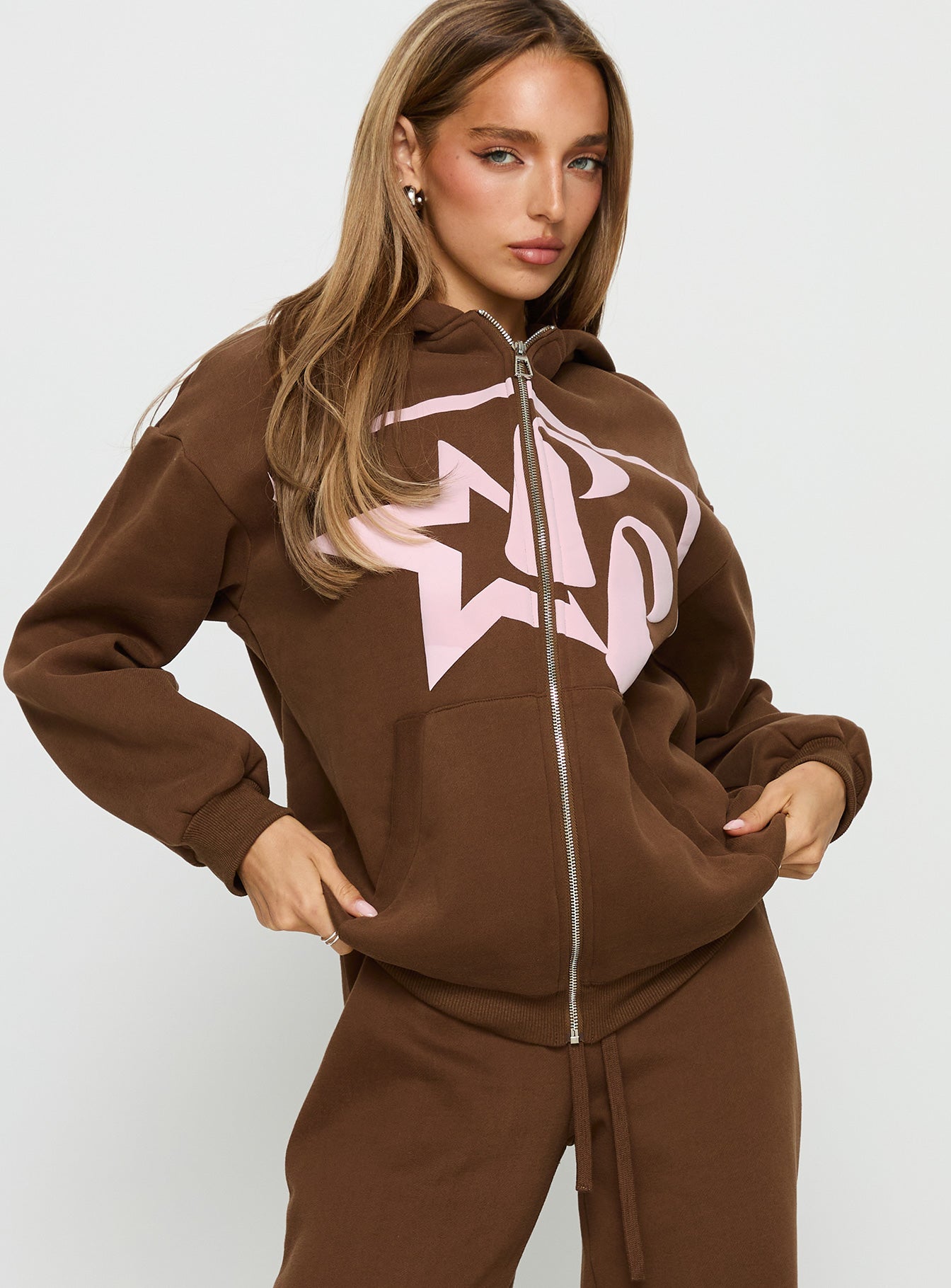 Alternative view of Princess Polly Stargirl Zip Through Jumper Brown