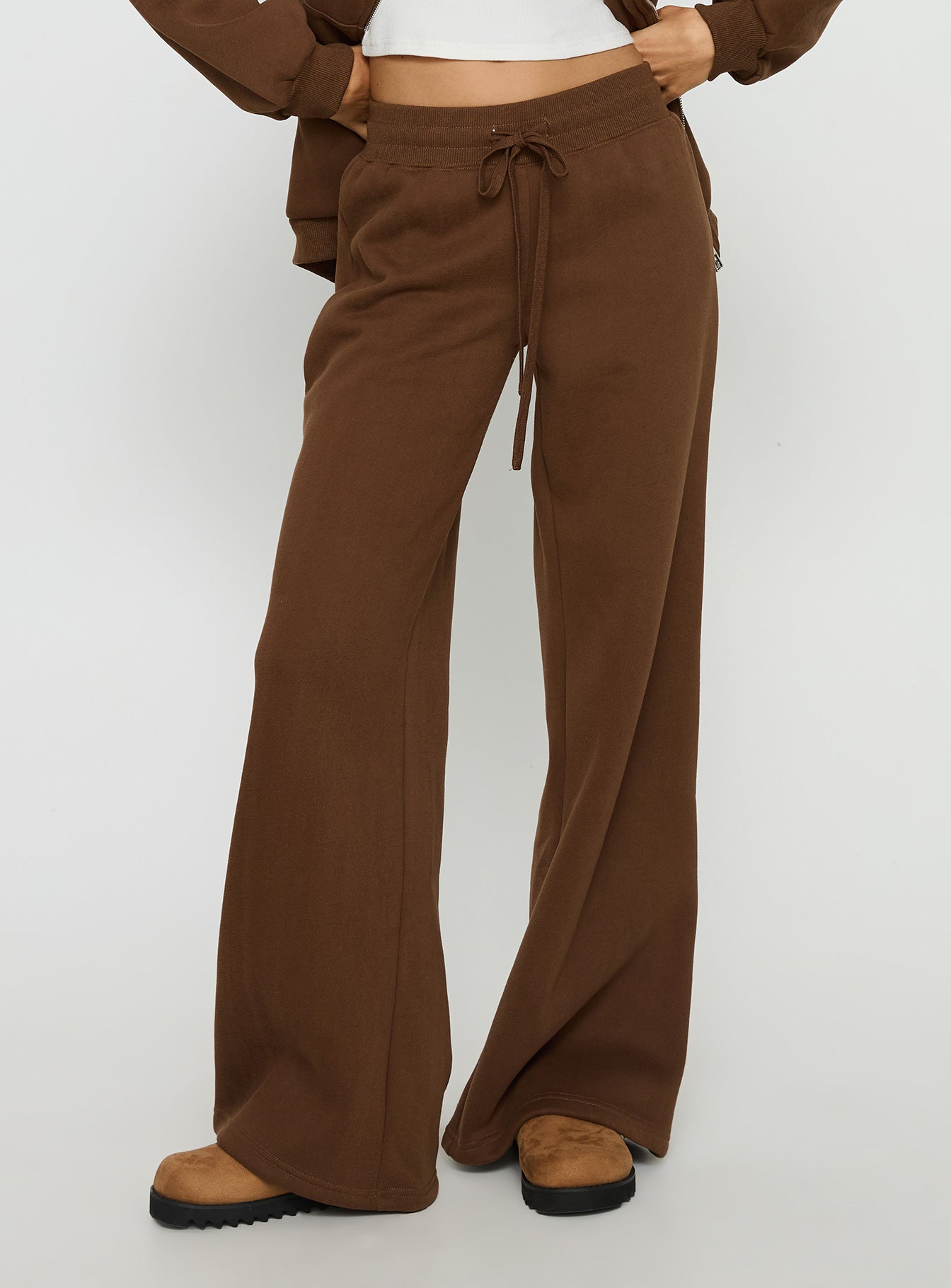 Alternative view of Princess Polly Stargirl Wide Leg Sweat Pants Brown