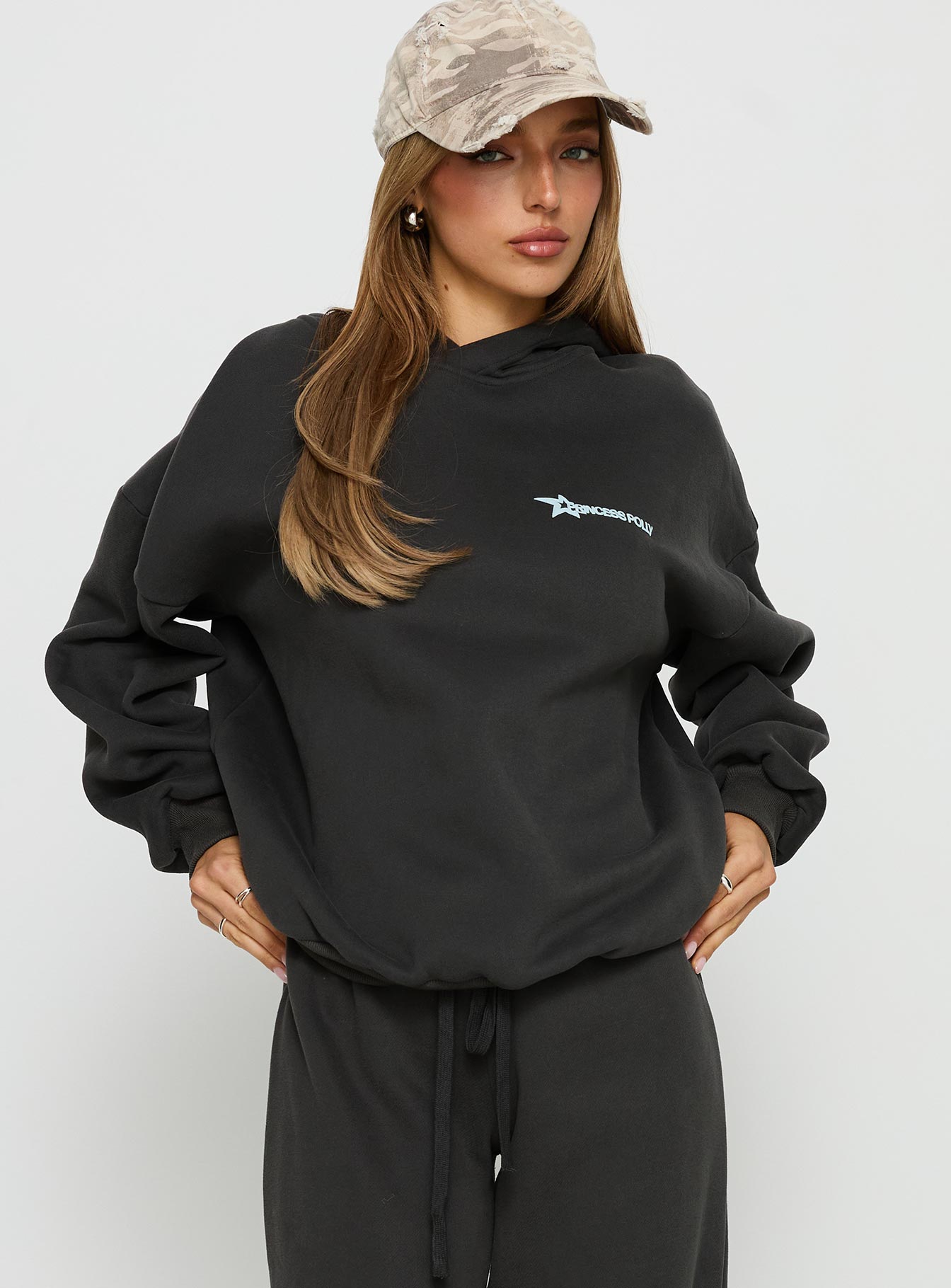 Alternative view of Princess Polly Stargirl Hoodie Charcoal