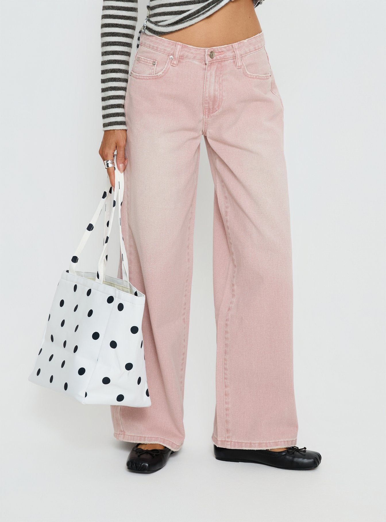 Alternative view of Lucky Dip Mid Rise Straight Leg Jeans Washed Pink