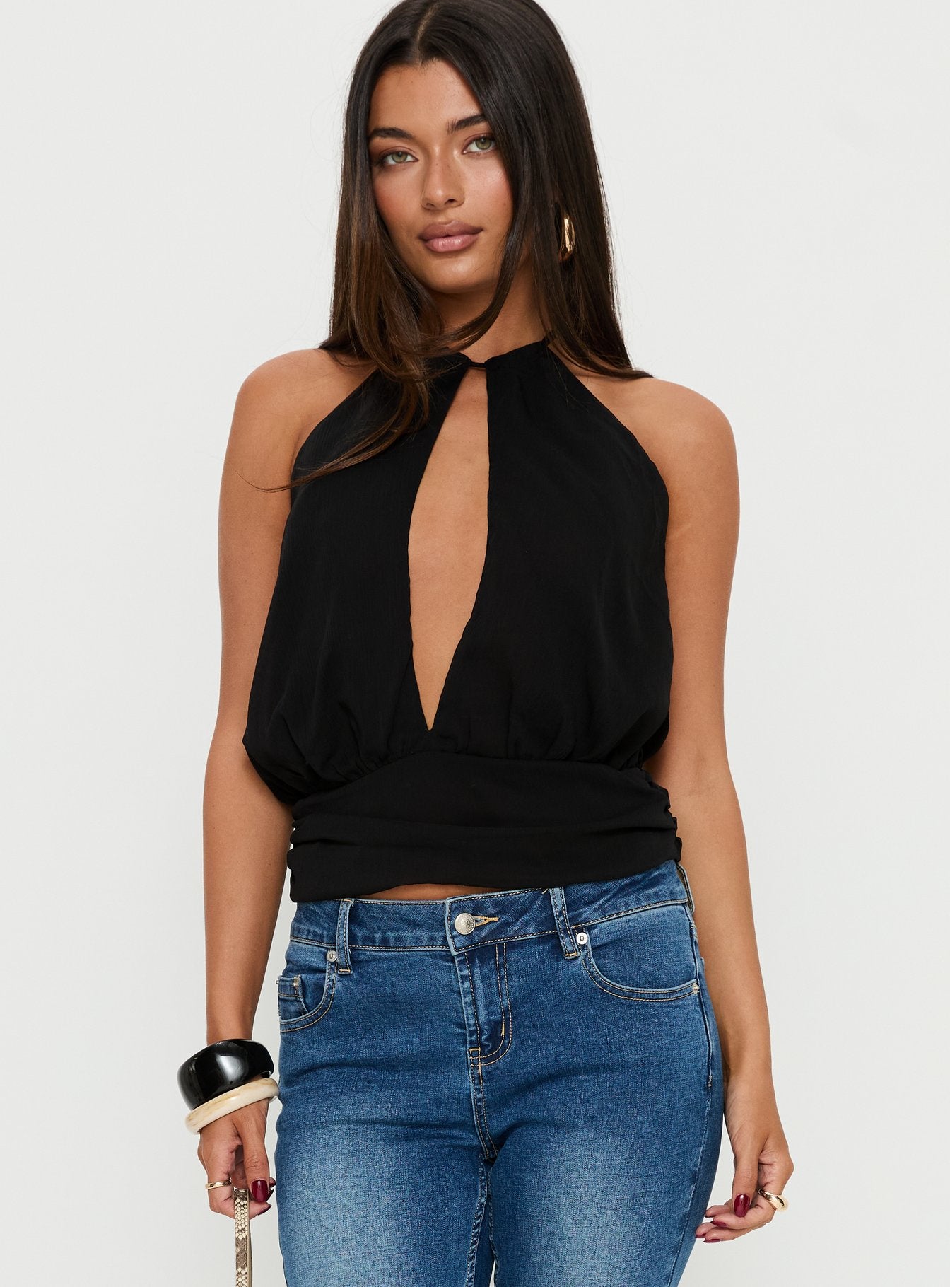 Alternative view of Marolyn Keyhole Top Black