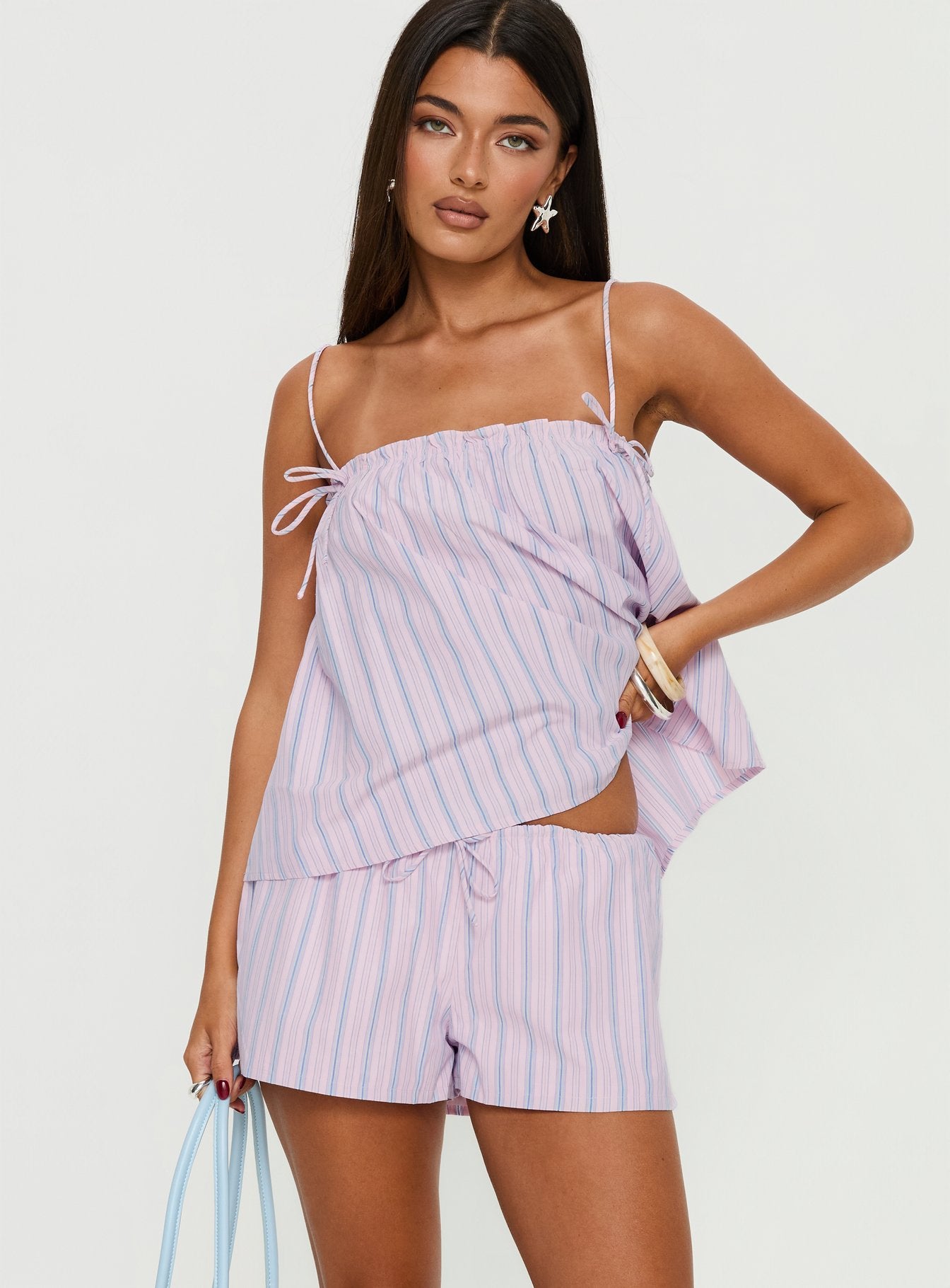 Alternative view of Pepita Drawstring Shorts Pink Stripe