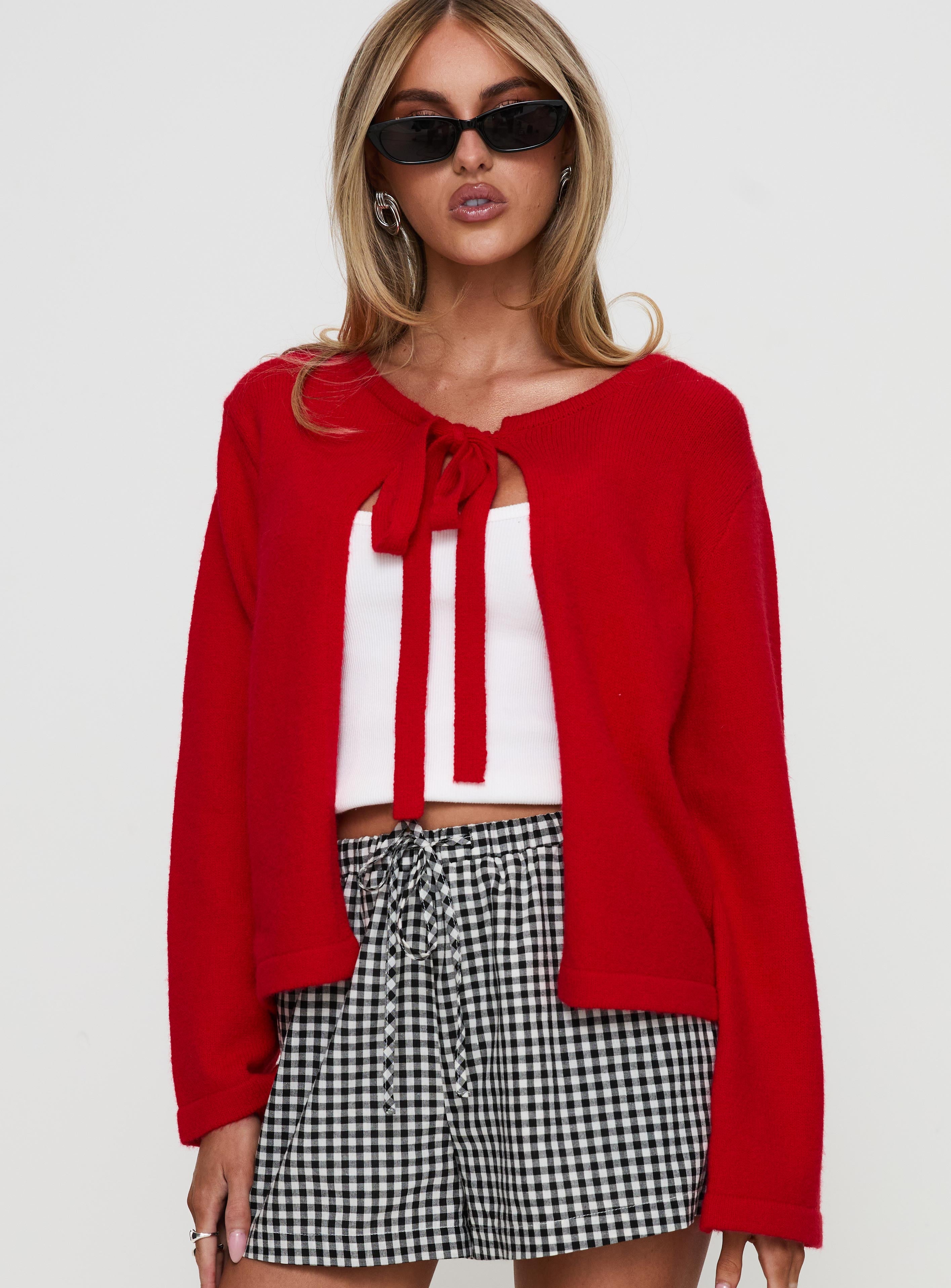 Alternative view of Norine Tie Up Knit Sweater Red
