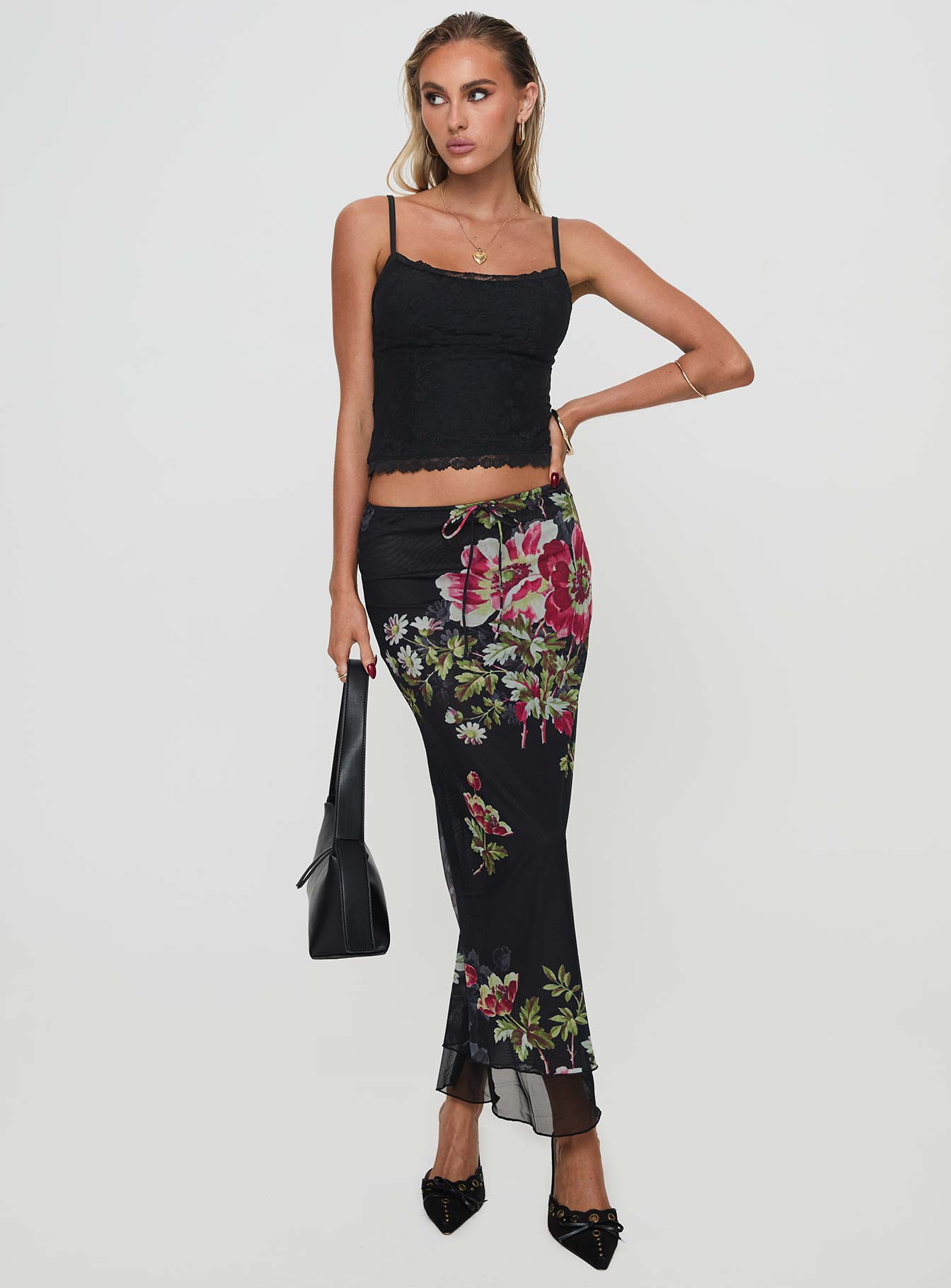 Alternative view of Paganio Maxi Skirt Black Floral