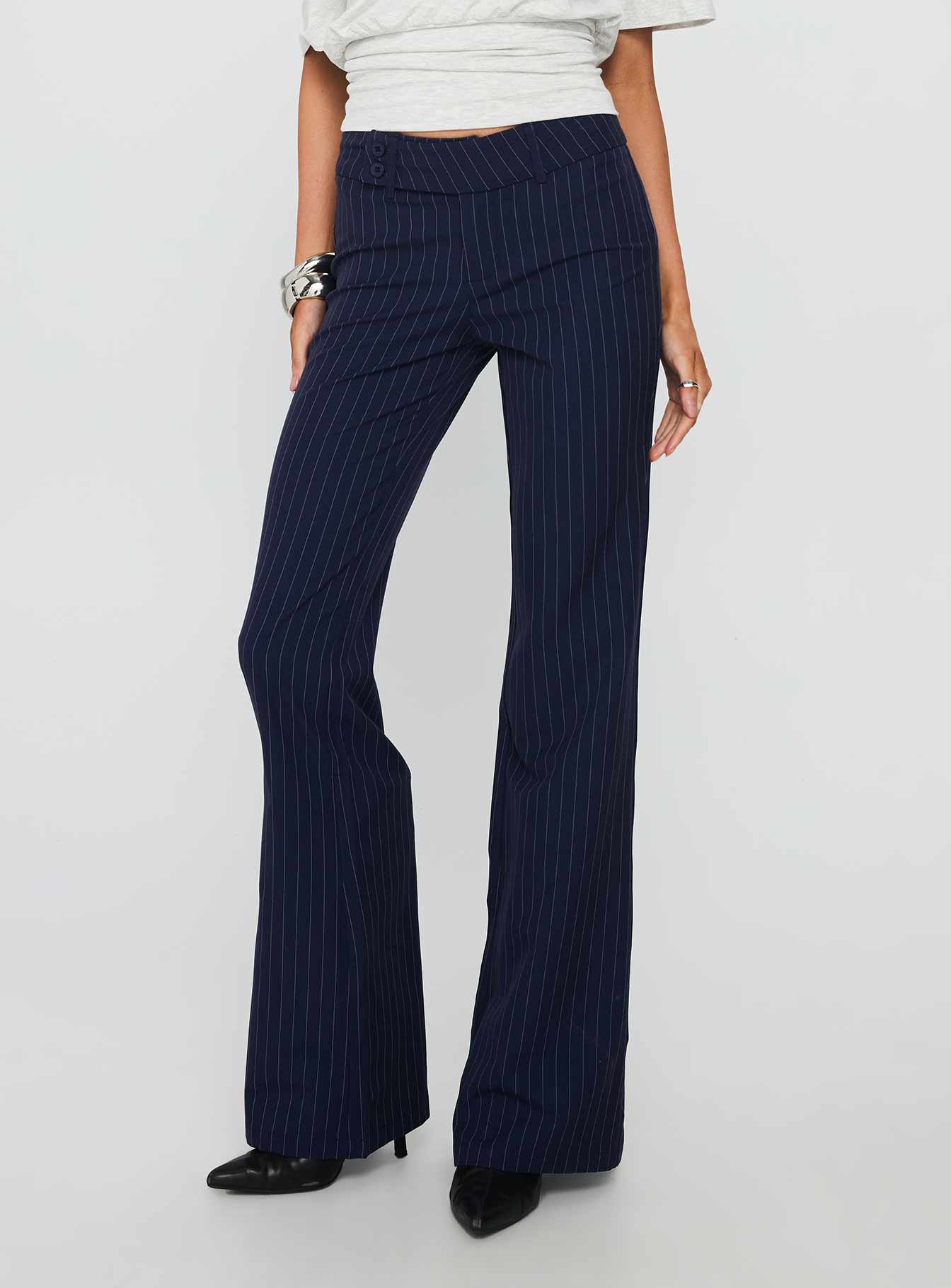 Alternative view of Kinkirk Flared Pants Navy Pinstripe