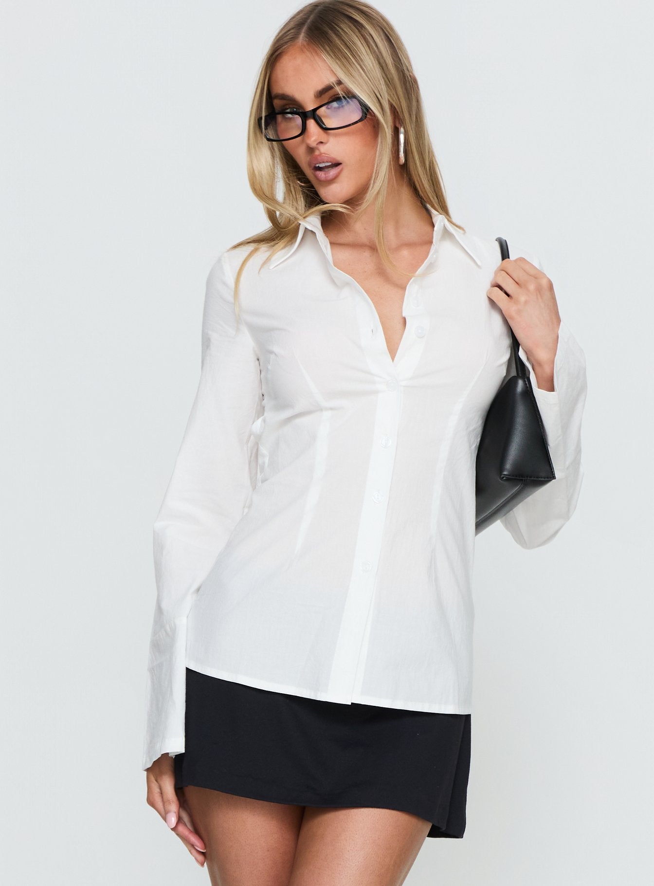 Alternative view of Lesper Long Sleeve Tie Back Top White