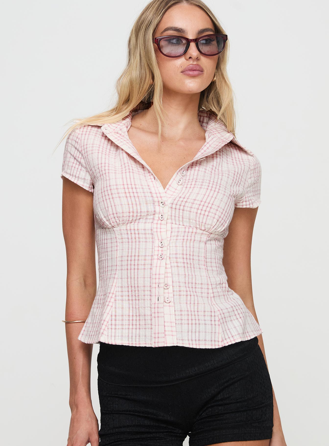 Alternative view of Cottesloe Blouse Top Pink Check