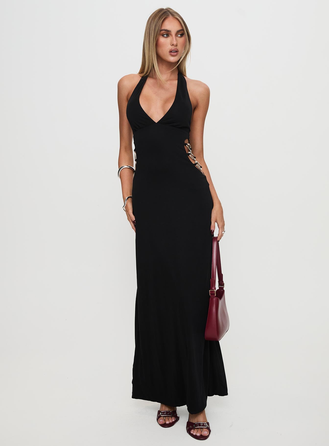 Make A Fortune Hardware Halter Maxi Dress Black - Image 2