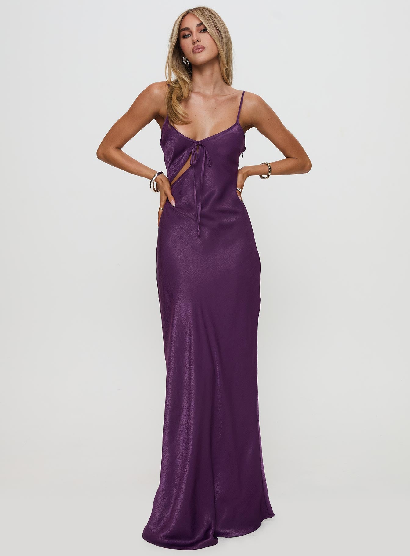 Linger Bias Cut Maxi Dress Purple - Image 2