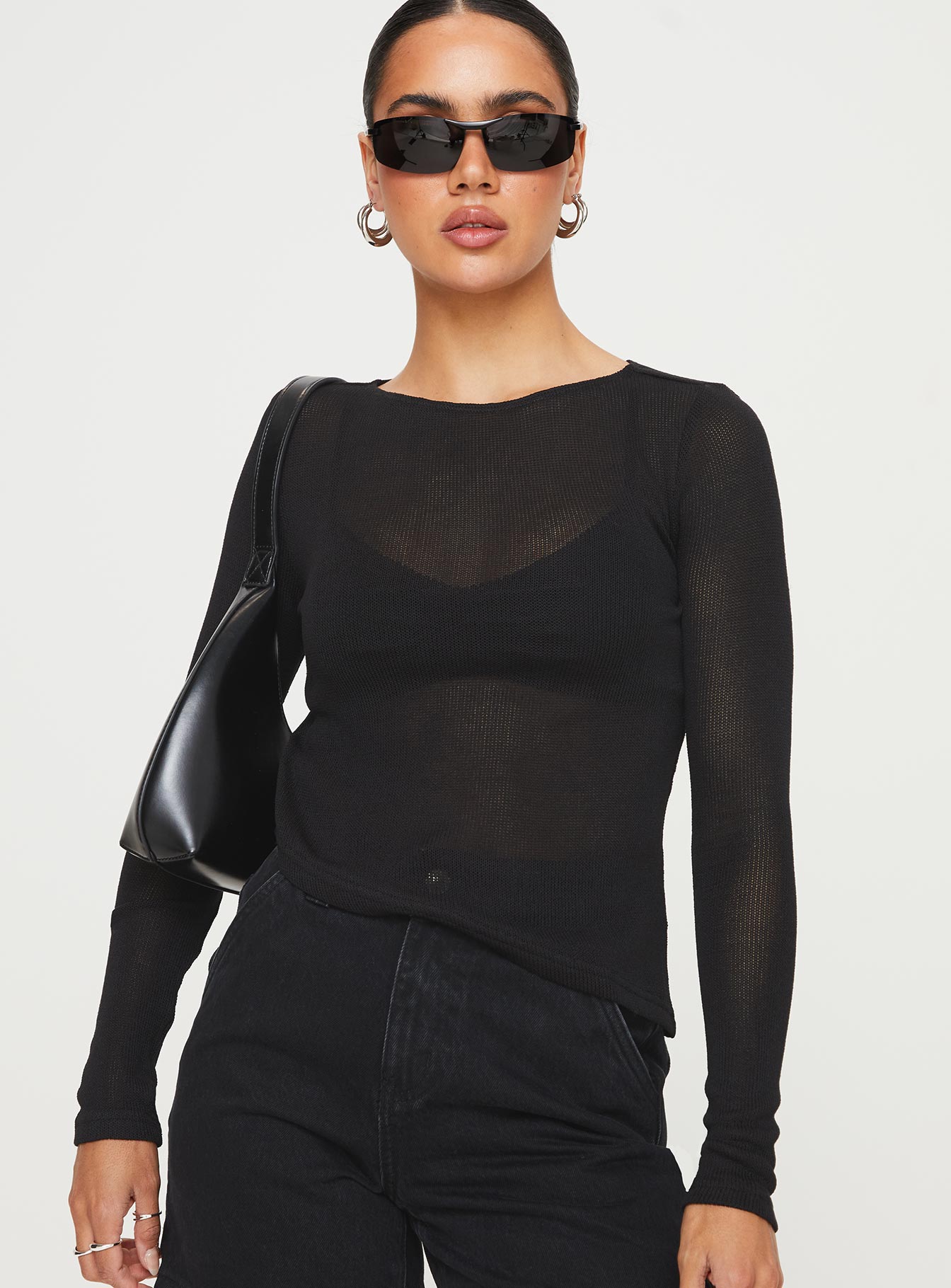 Alternative view of Pratt Long Sleeve Top Black
