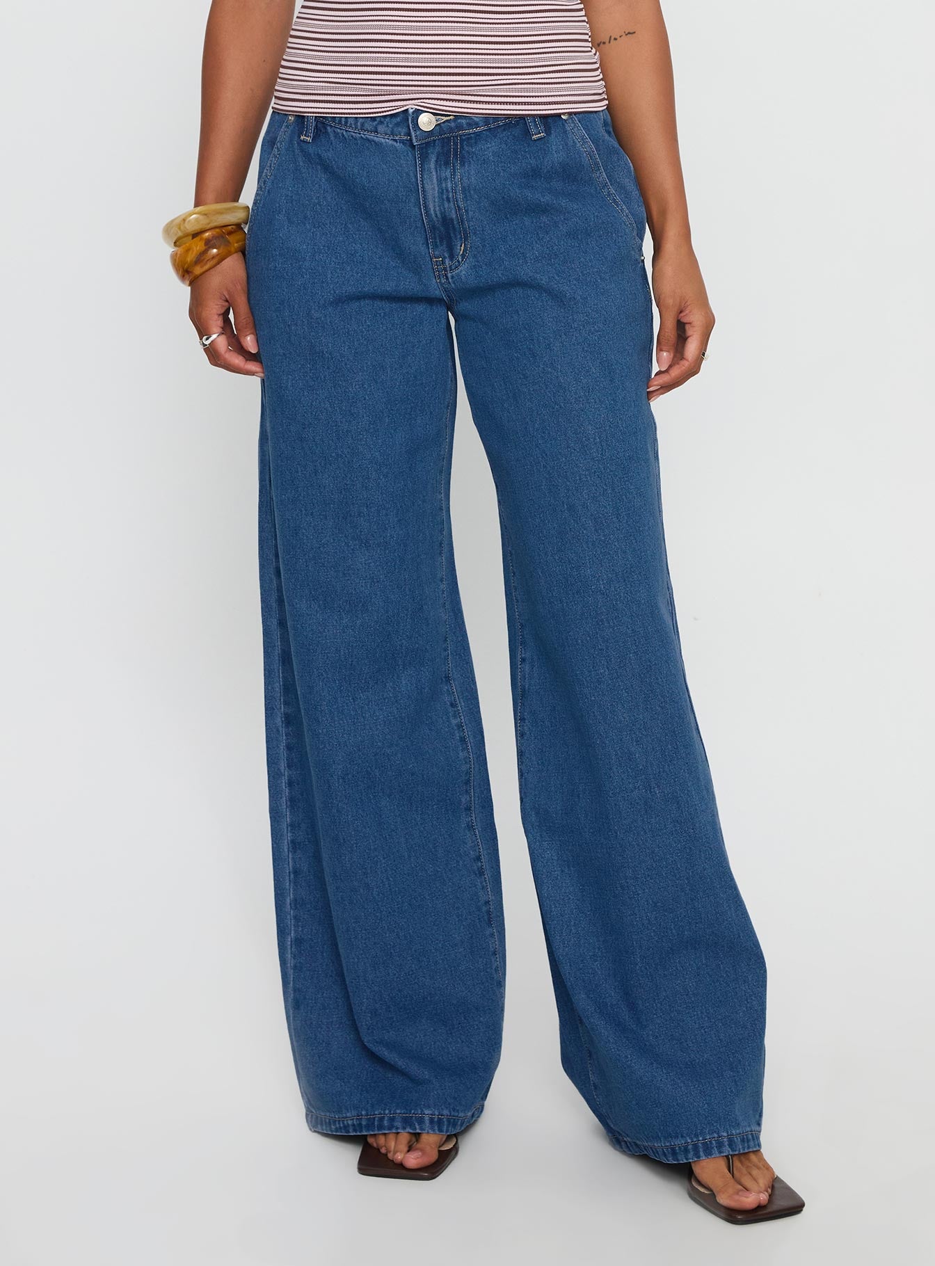 Alternative view of Polaris Mid Rise Straight Leg Jeans Mid Blue