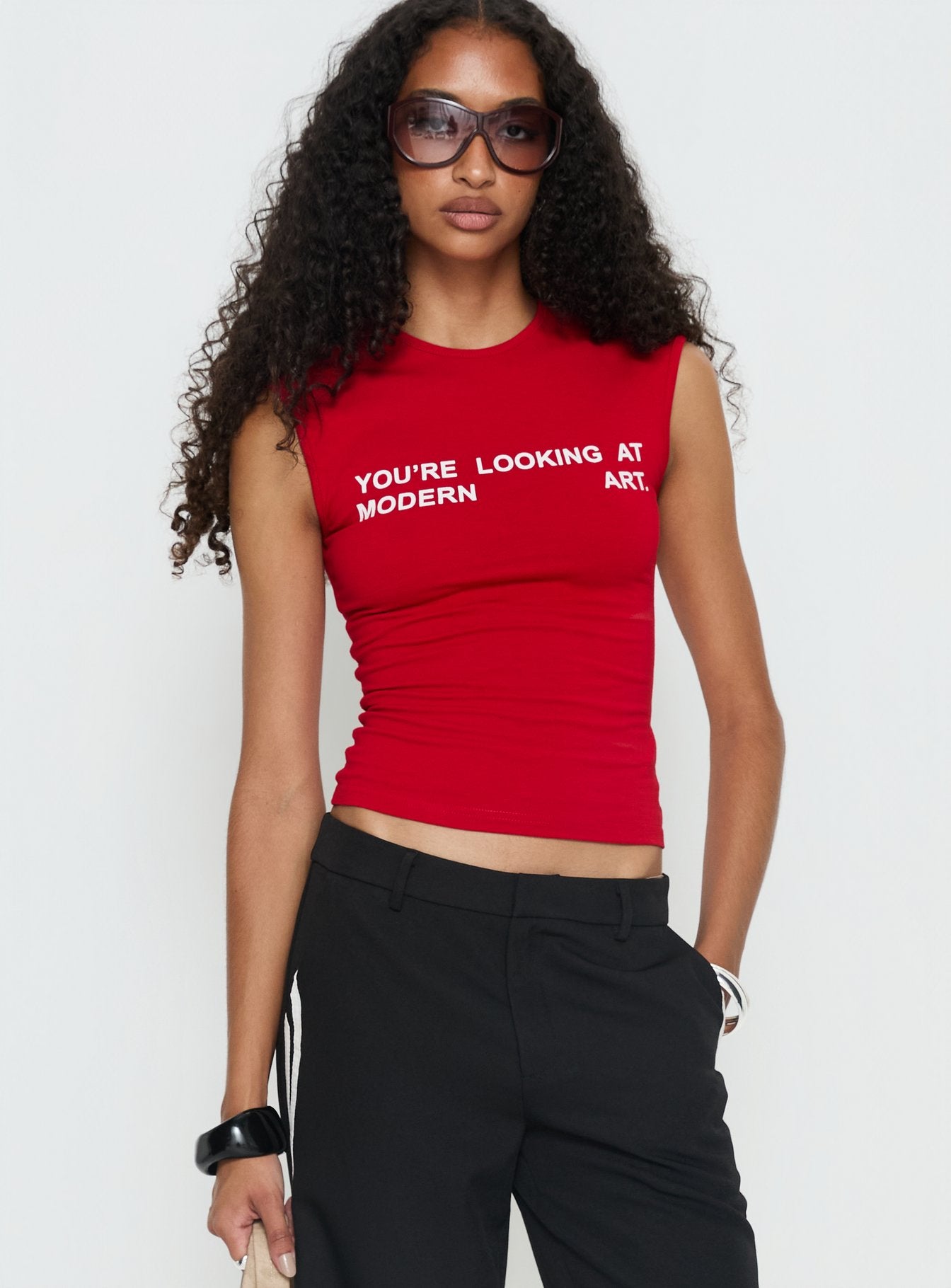 Alternative view of Modern Art Graphic Baby Tee Red