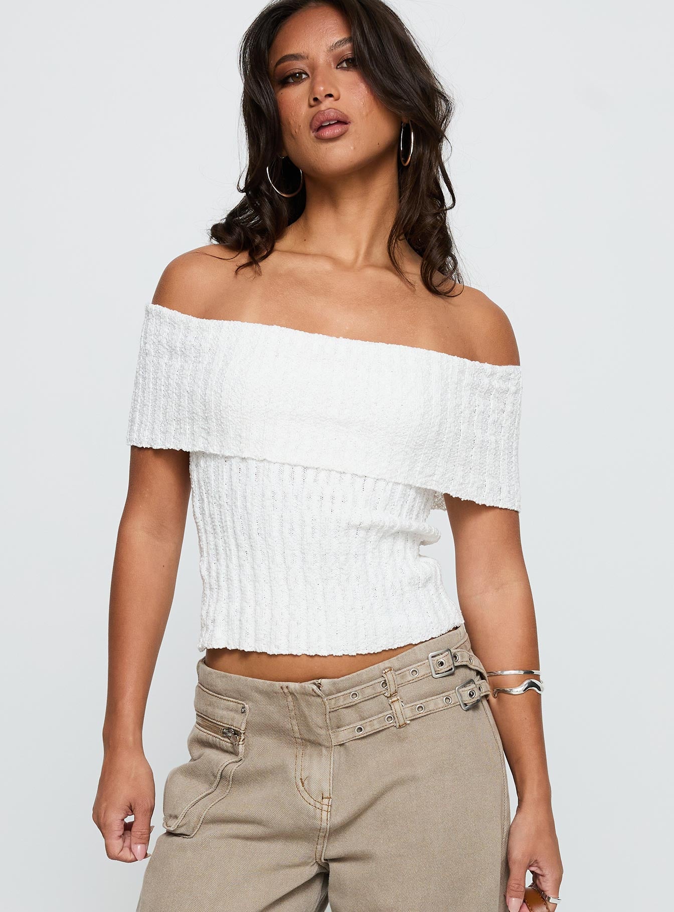Alternative view of Murmur Off Shoulder Top White