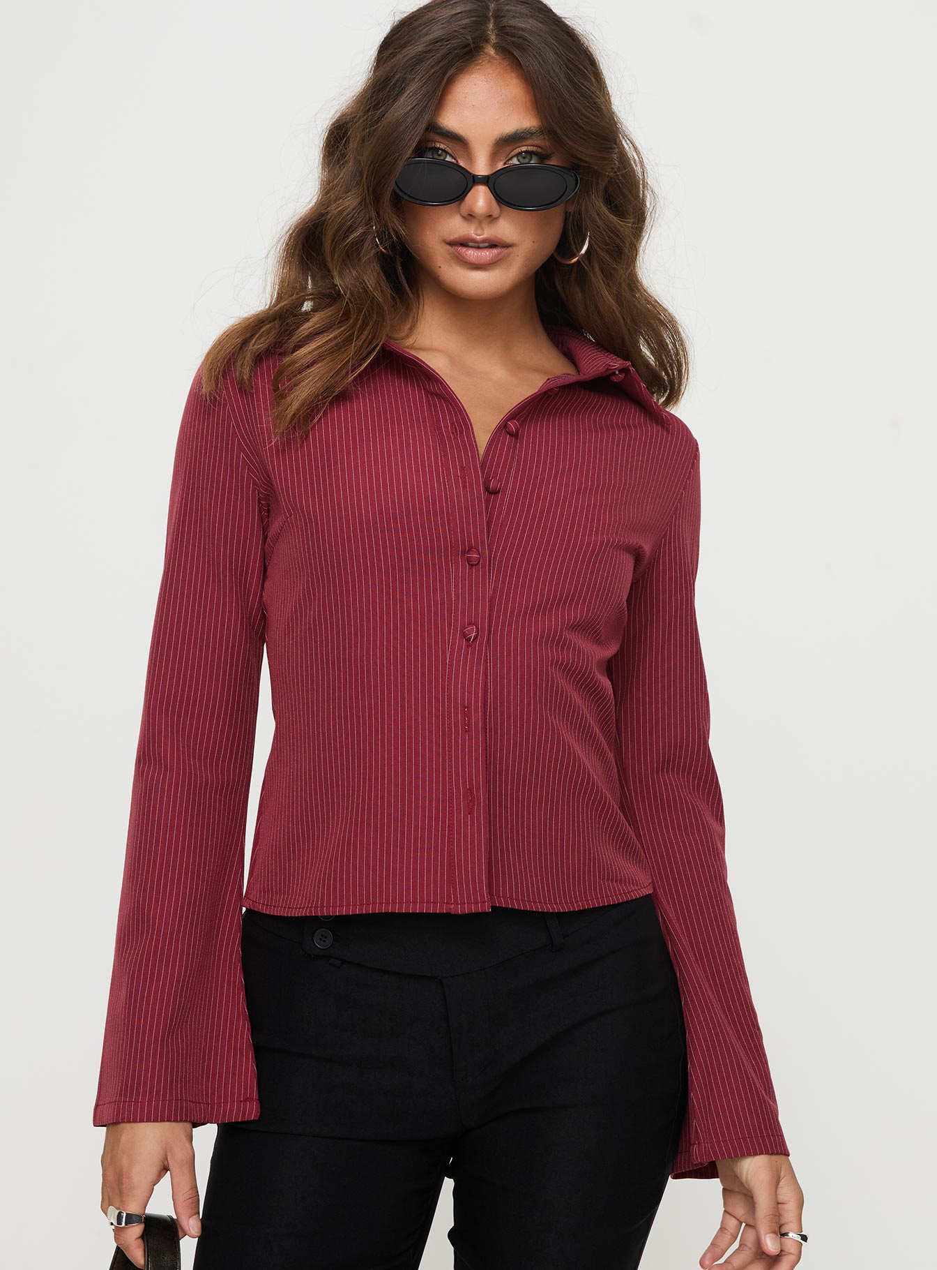 Alternative view of Anni Pinstripe Shirt Red