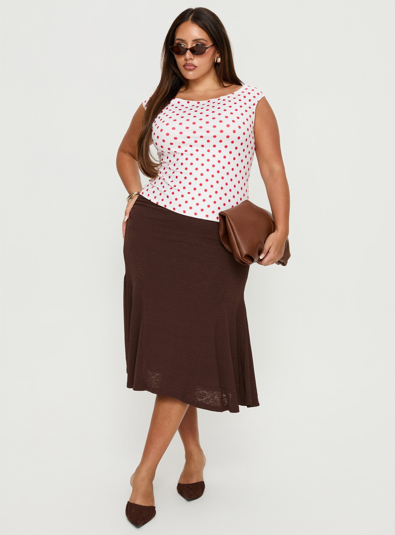 Alternative view of Lewish Low Rise Midi Skirt Chocolate Curve