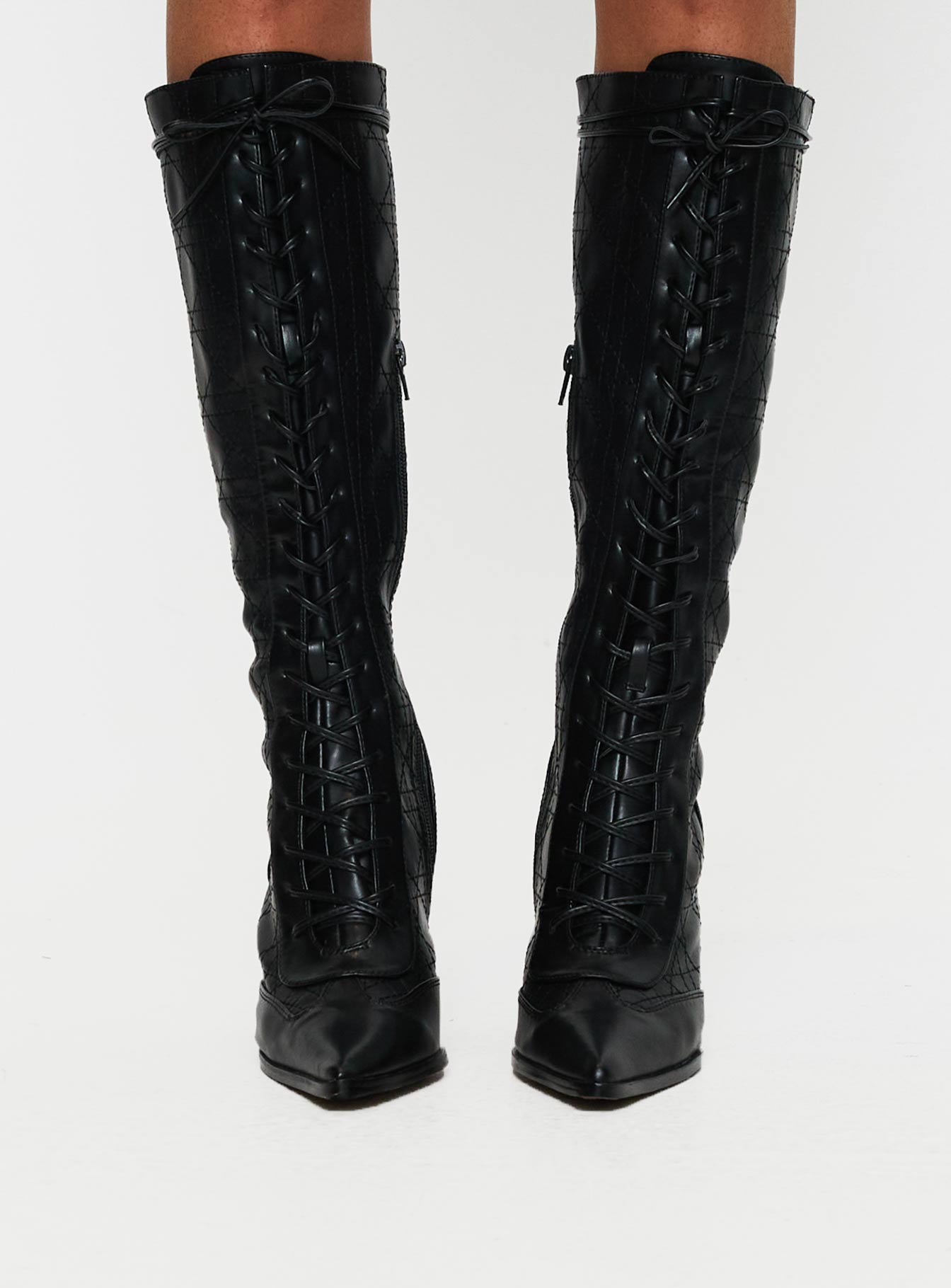 Alternative view of Creator Knee High Lace-Up Boots Black