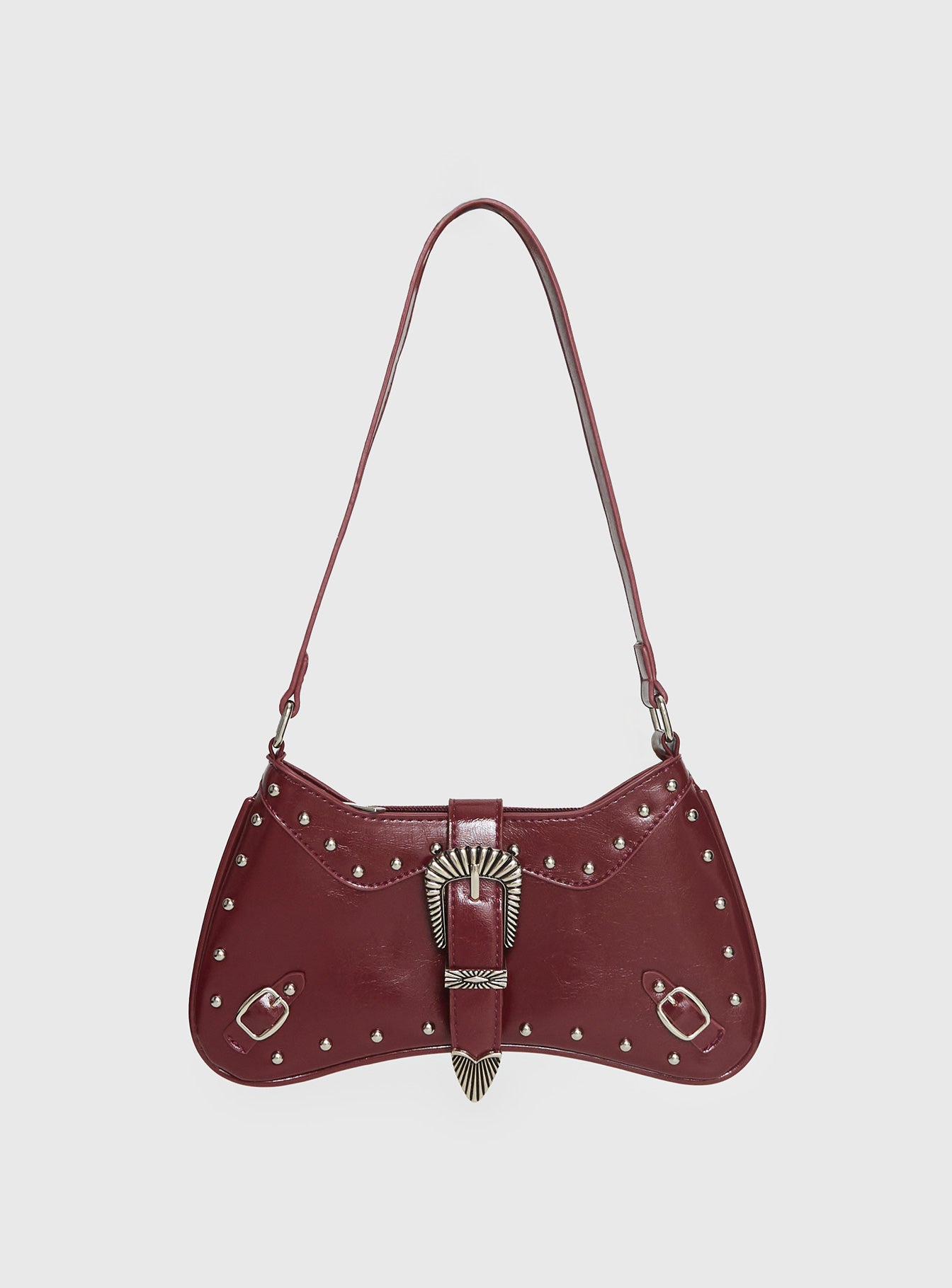 Alternative view of Crowd Pleaser Buckle Shoulder Bag Red