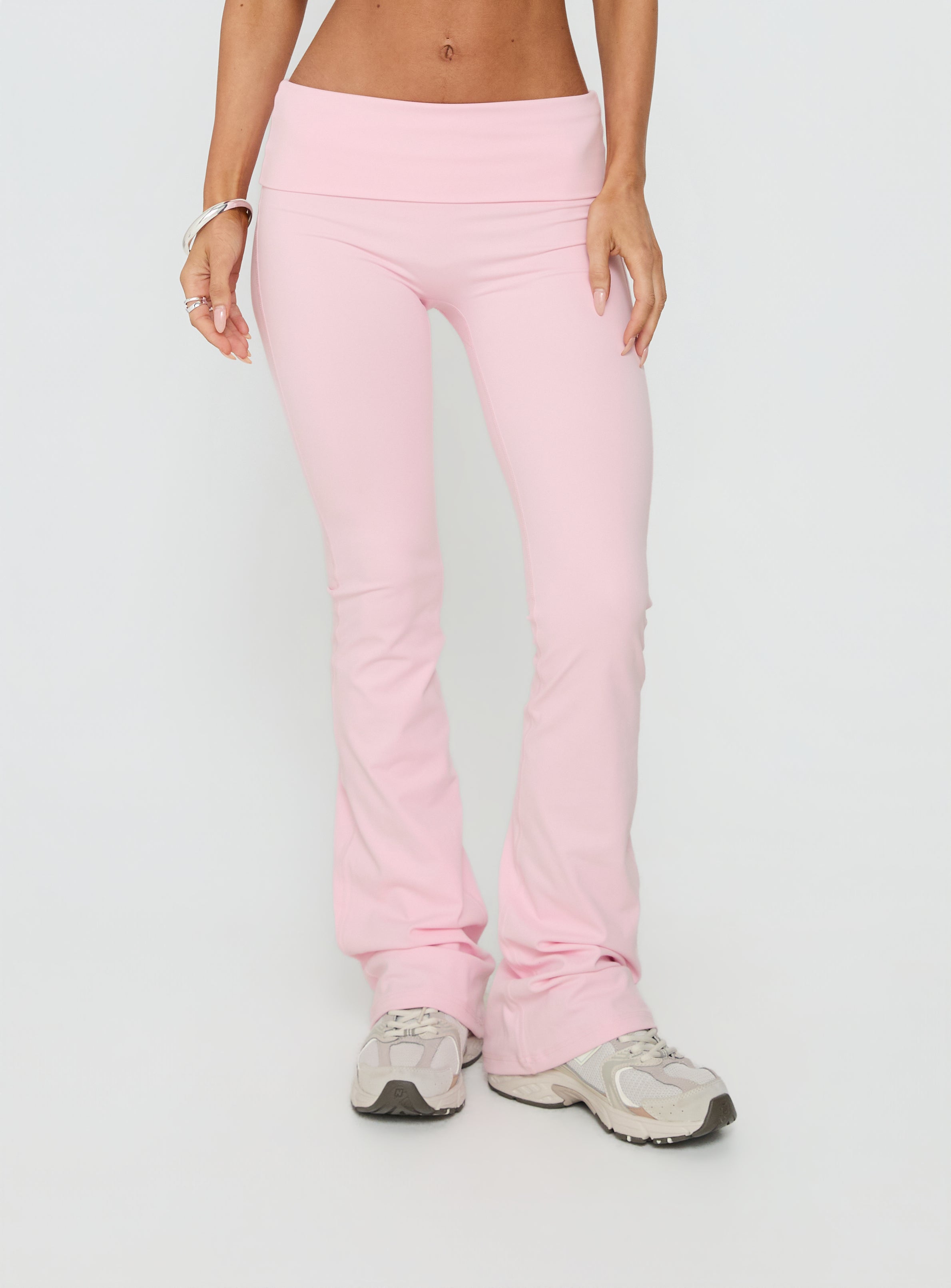 Alternative view of Pace Setter Active Foldover Waist Flared Leggings Pink