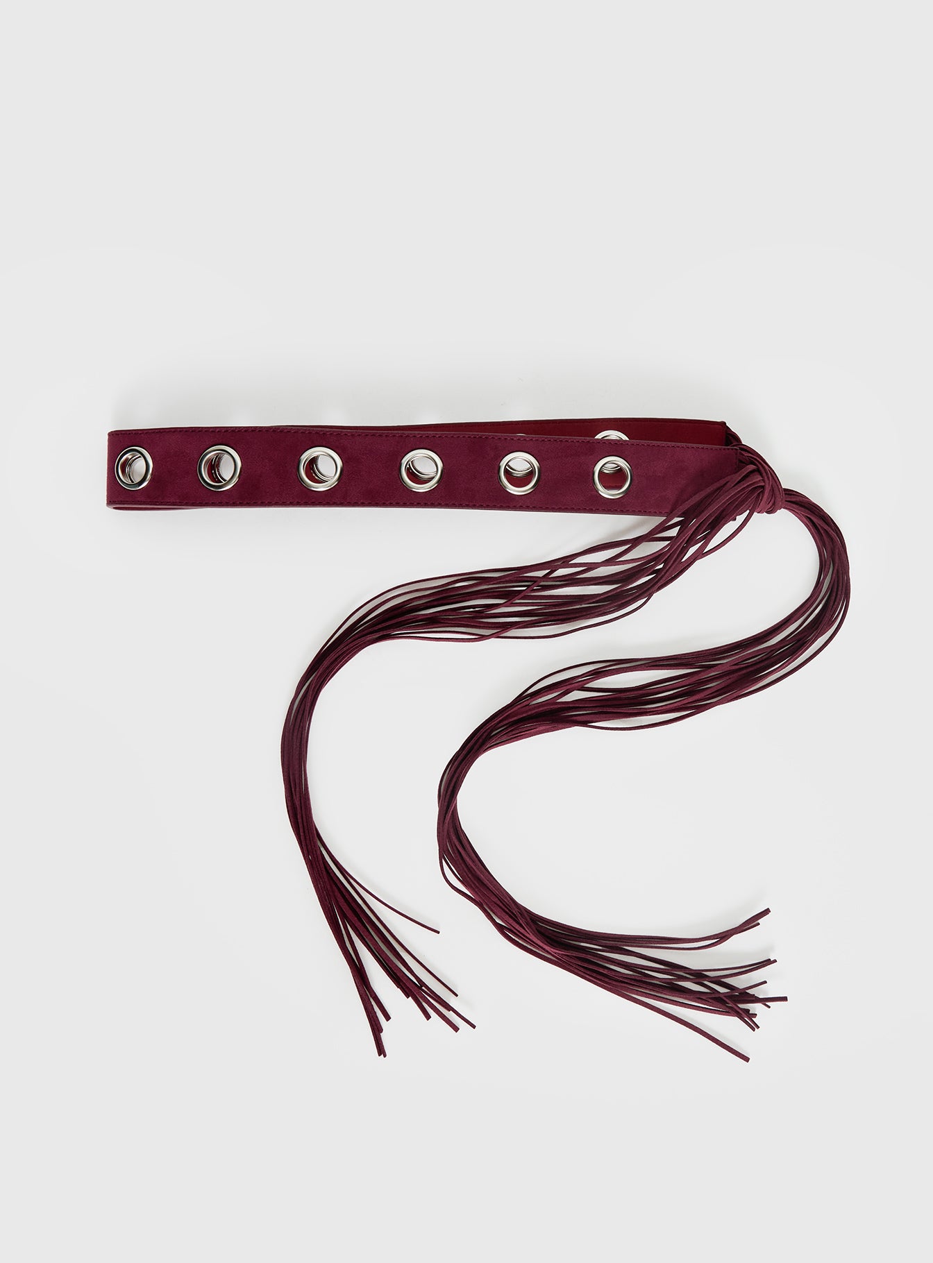 Alternative view of Maysie Faux Suede Tassel Belt Cherry