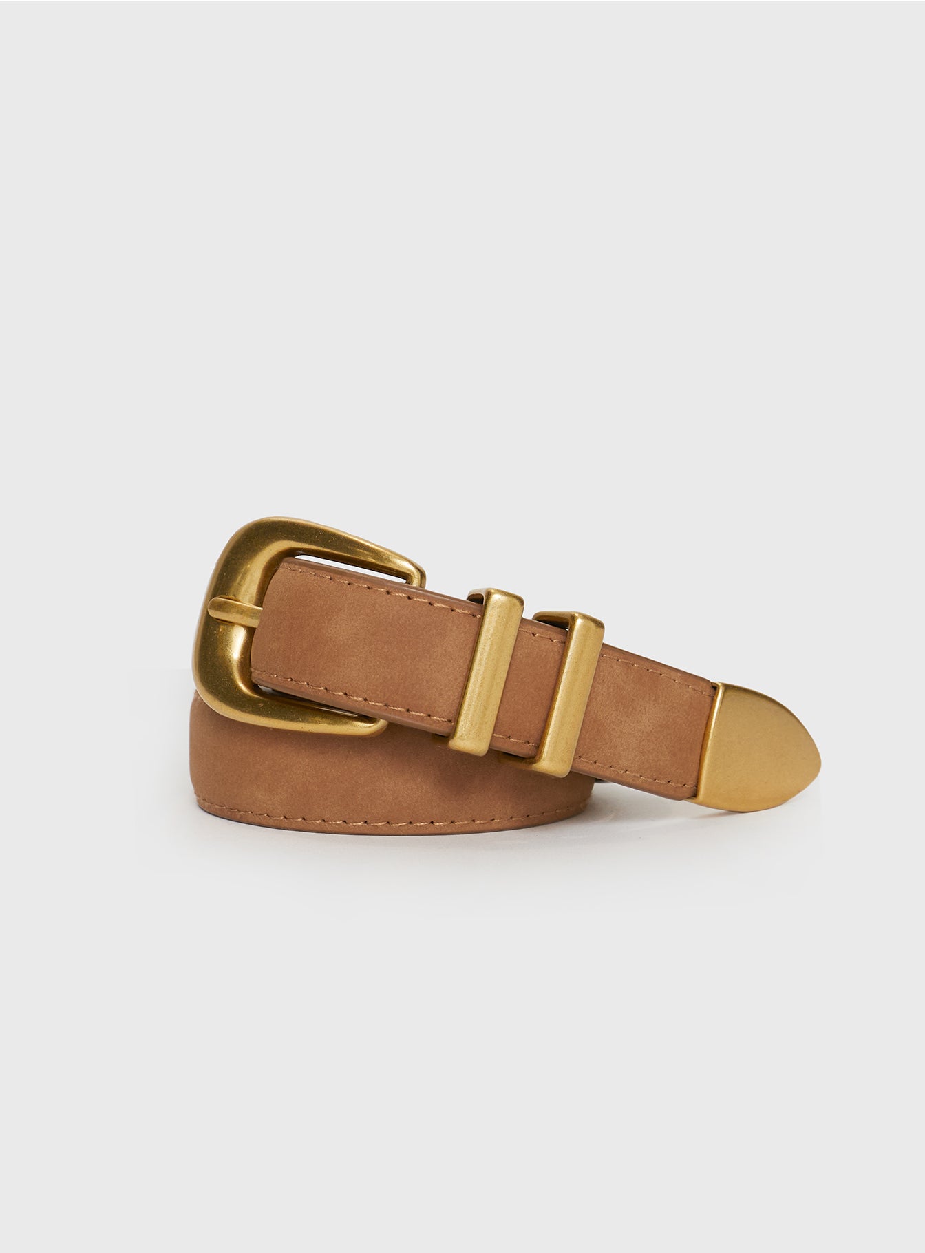 Alternative view of Duncani Faux Suede Belt Brown/Gold