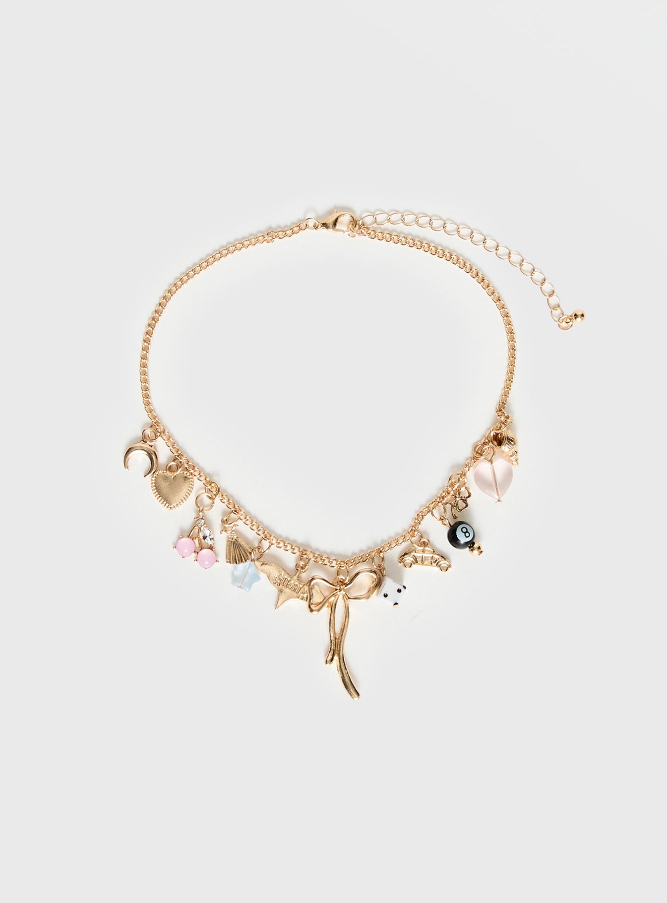 Alternative view of Antiqued Charm Necklace Gold