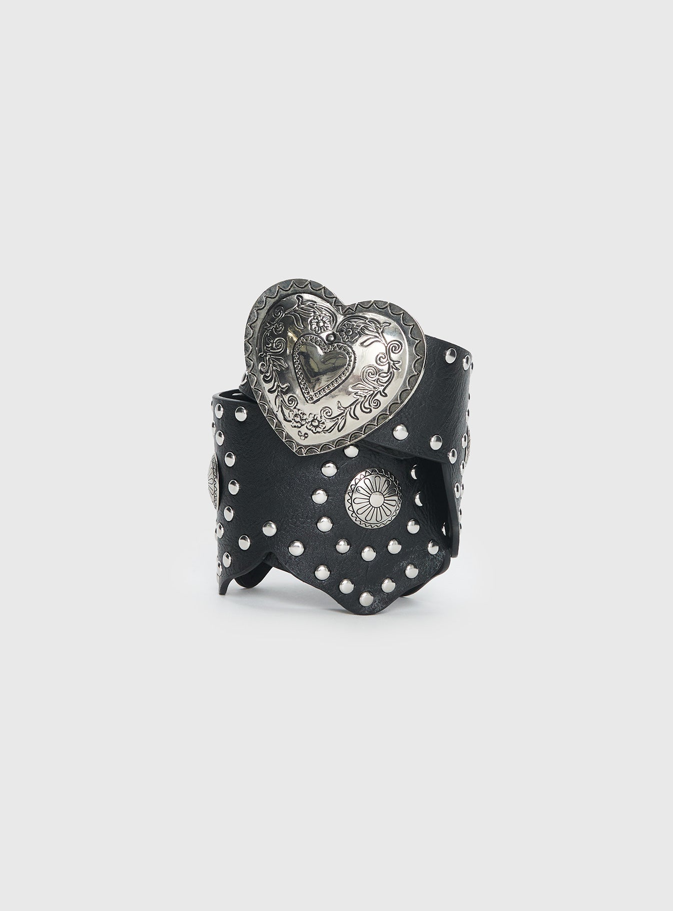Alternative view of Outta Town Heart Buckle Belt Black / Silver