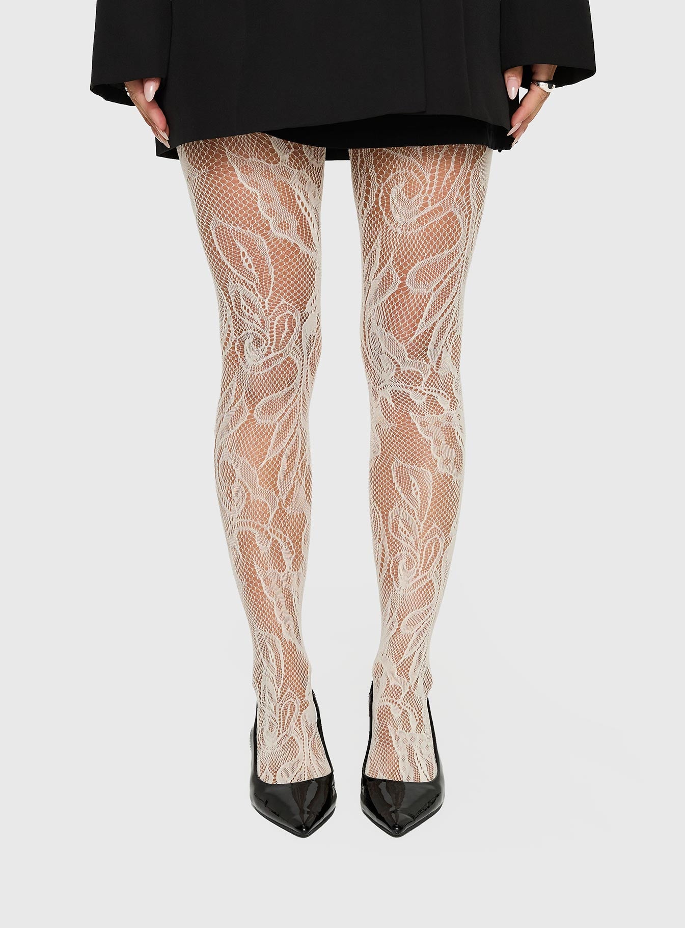 Alternative view of Places To Go Sheer Lace Tights White