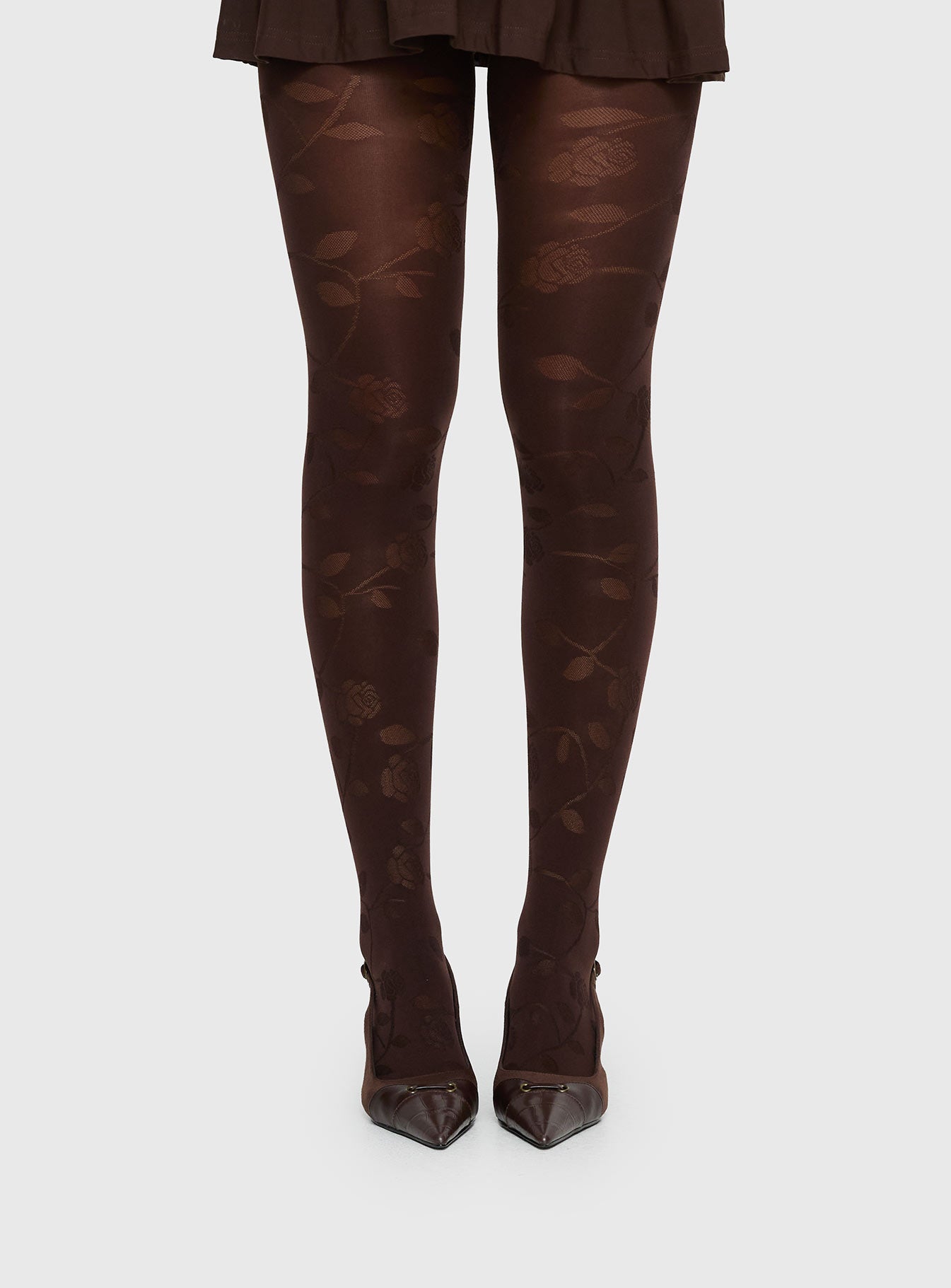 Alternative view of Pomeline Floral Tights Brown