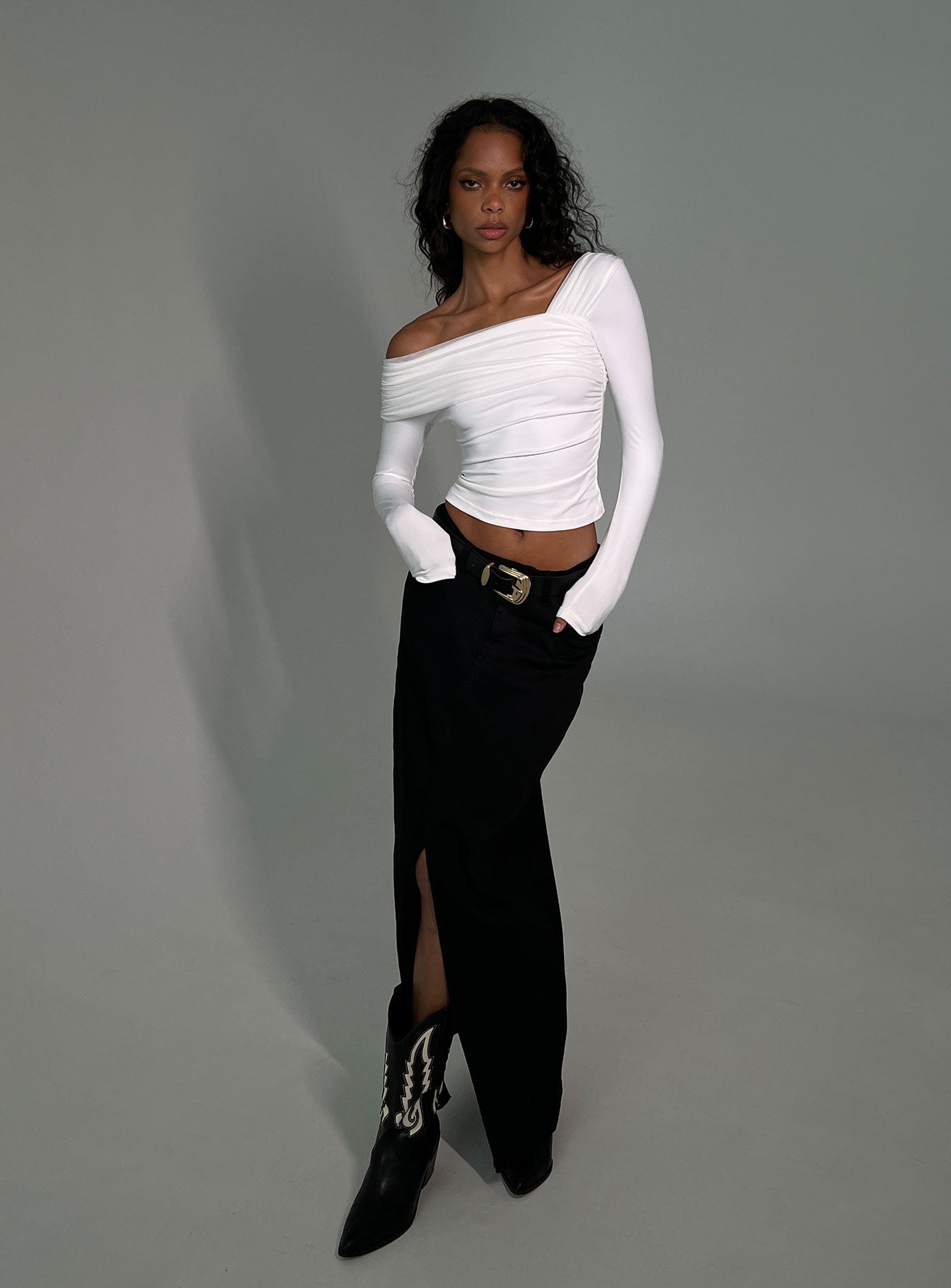 Alternative view of Lynsey Long Sleeve Top White