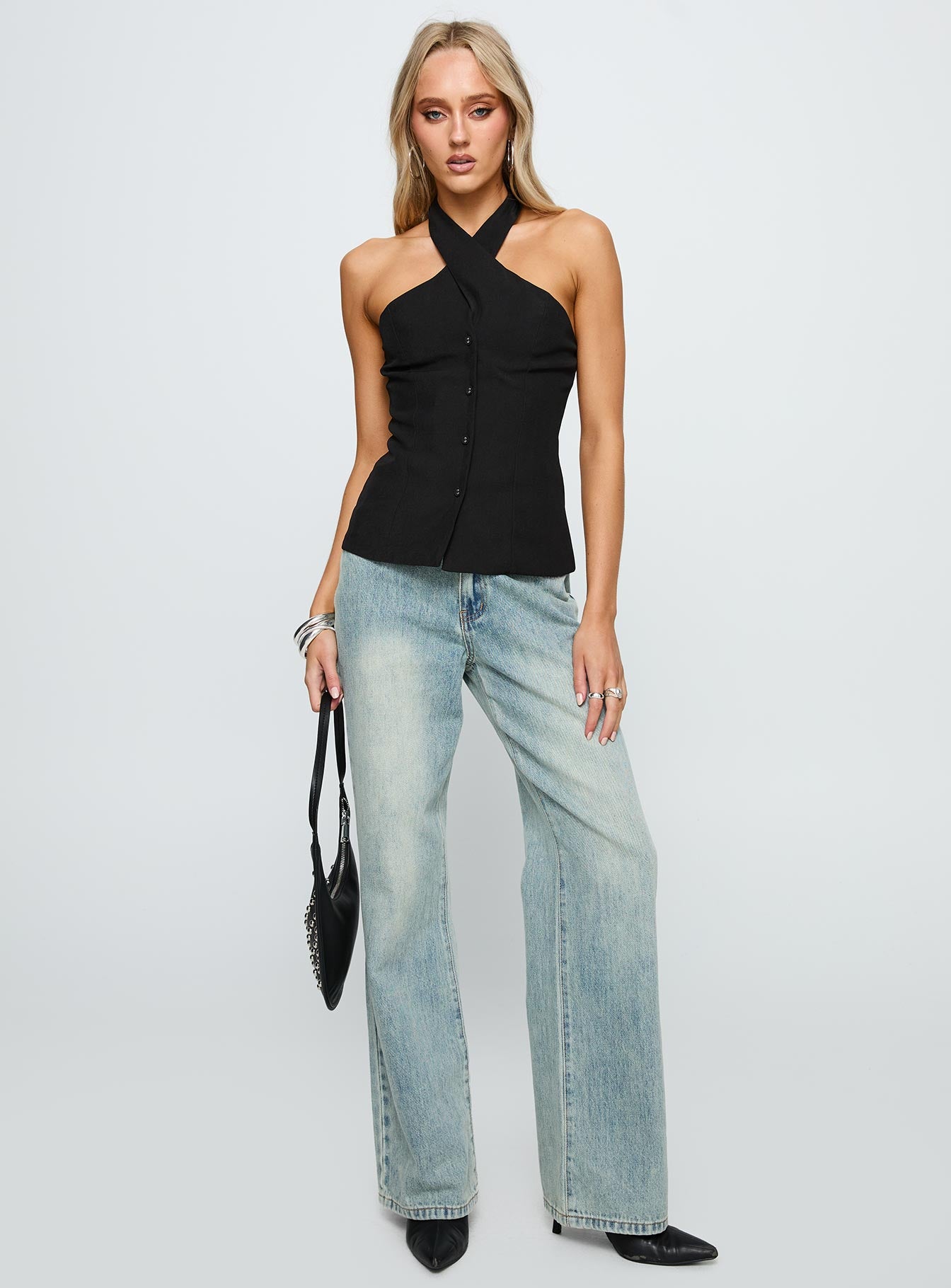Alternative view of Light Is Coming Cross Detail Top Black