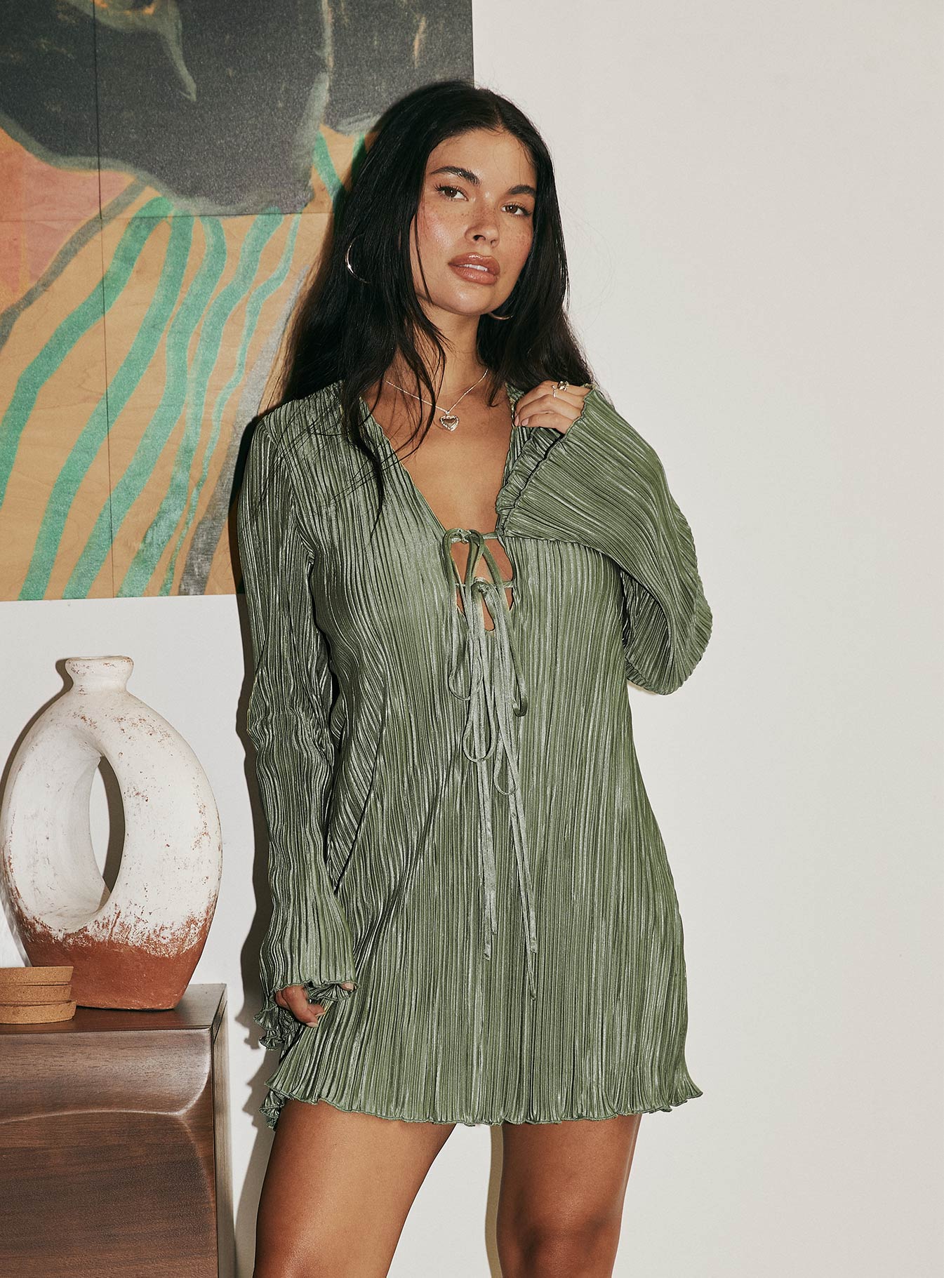 Alternative view of Malop Long Sleeve Mini Dress Sage