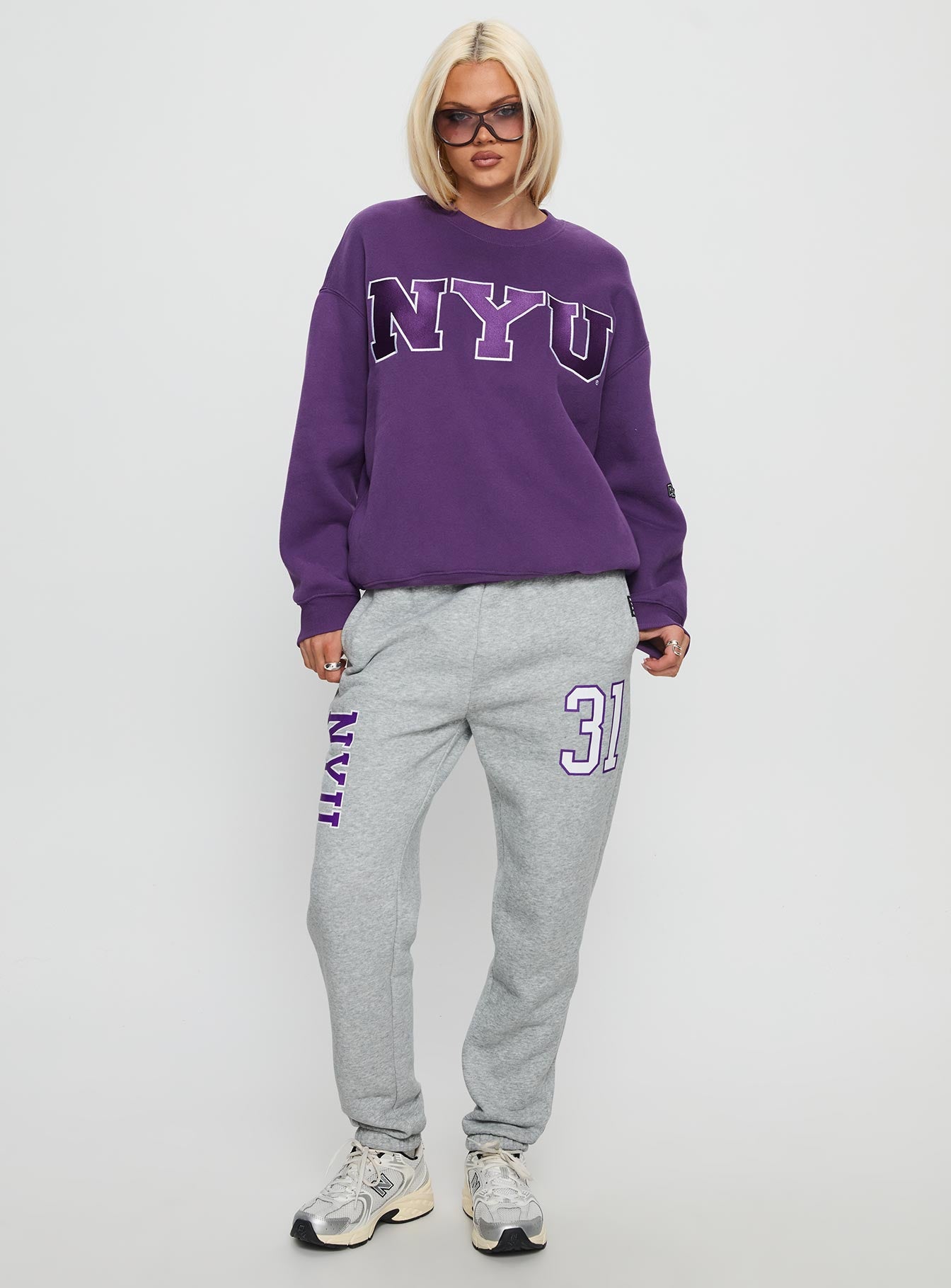 Alternative view of Nyu Offside Crewneck Sweatshirt Purple