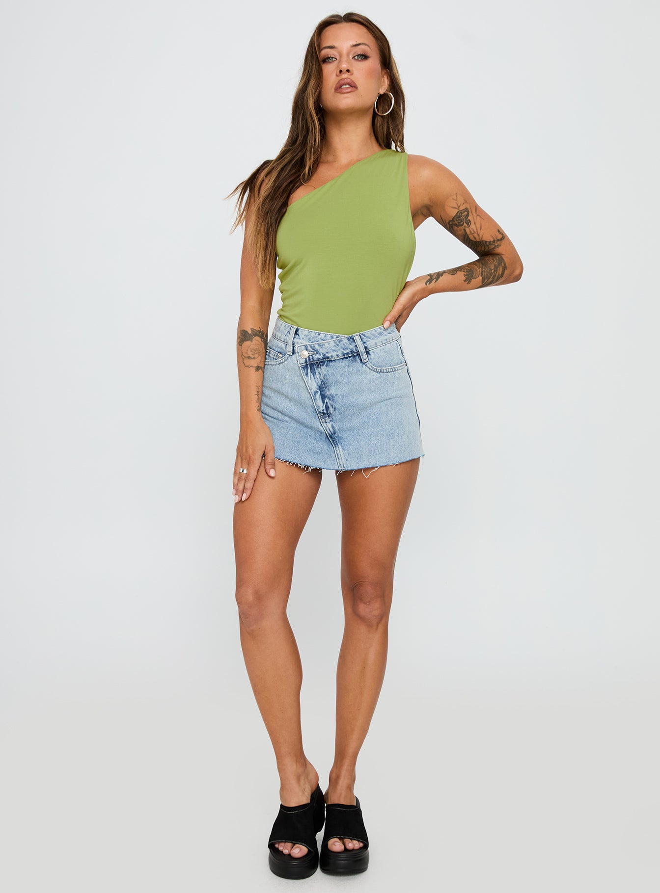 Alternative view of Ferrera One Shoulder Bodysuit Green