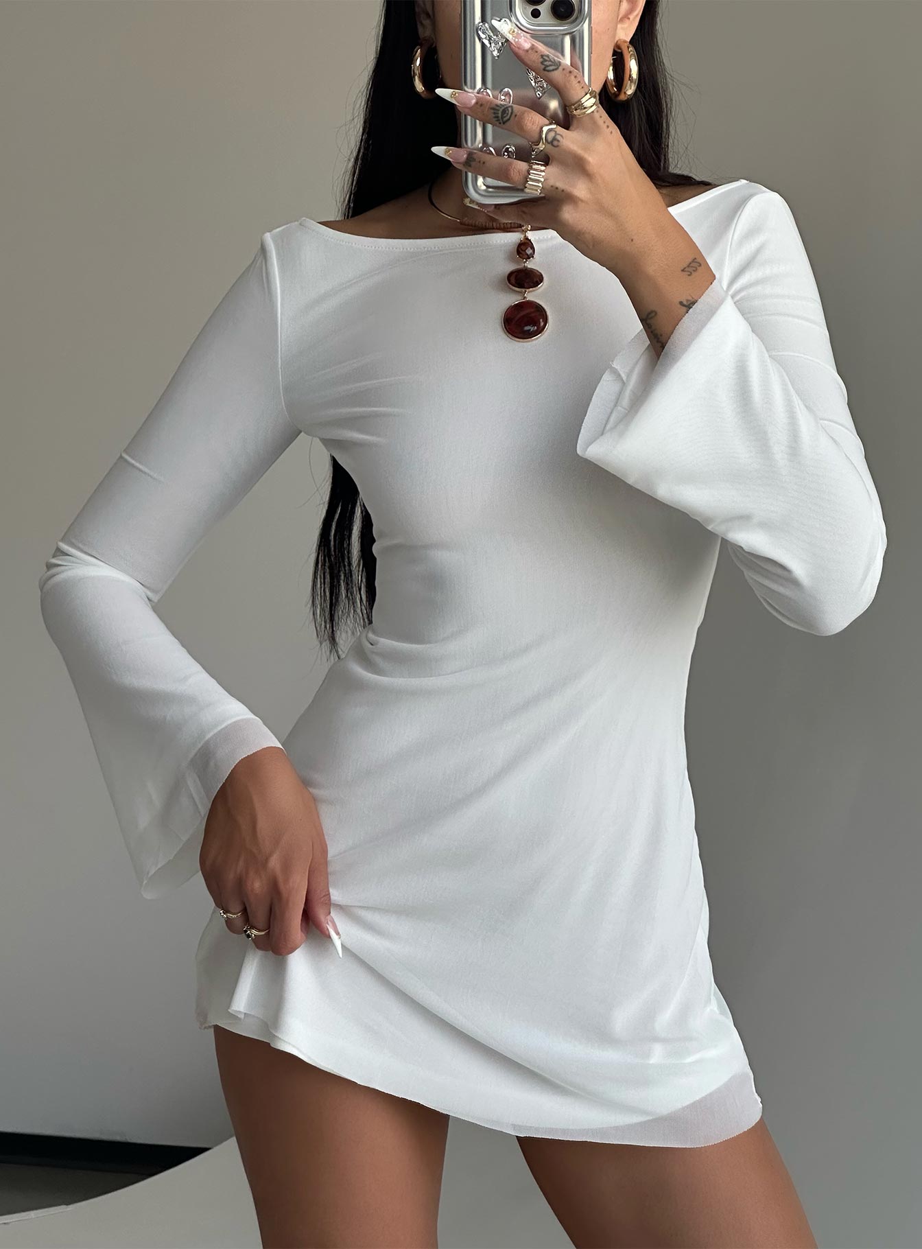 Alternative view of Lukea Long Sleeve Mini Dress White