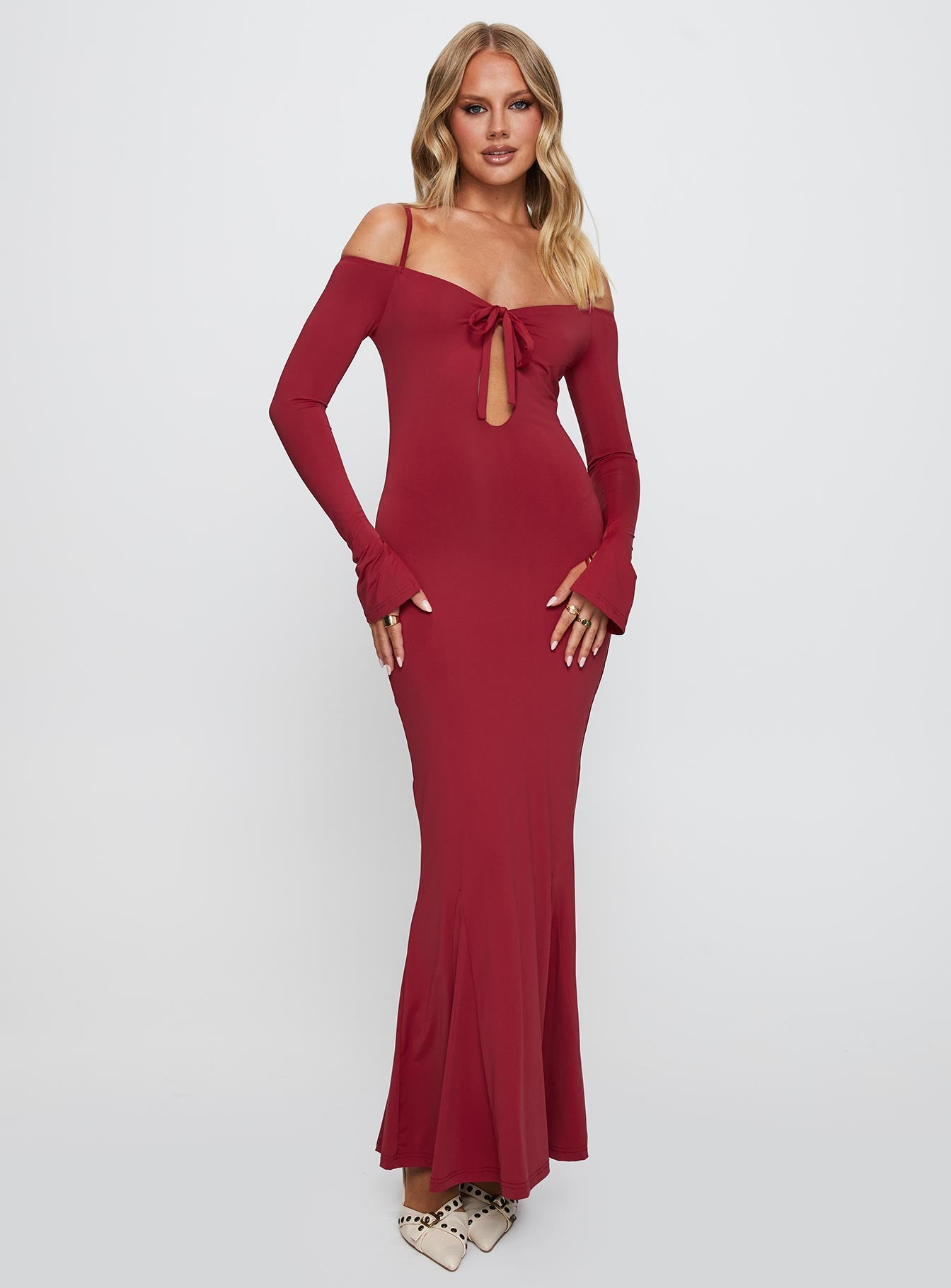 Alternative view of Lucillea Long Sleeve Maxi Dress Red